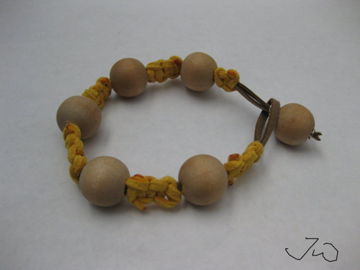 Handmade Wood Beads Leather Bracelet Size ONE SIZE - 2 Thumbnail