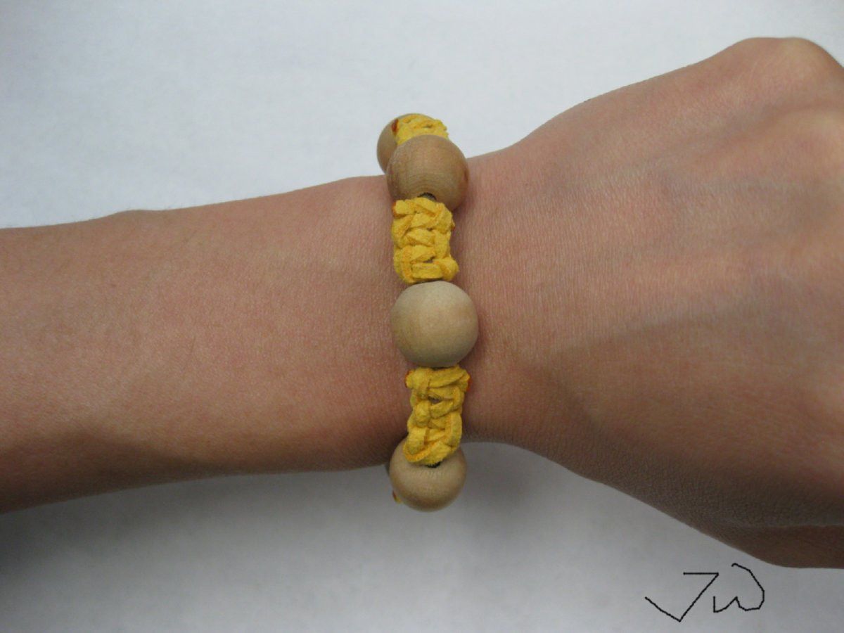 Handmade Wood Beads Leather Bracelet Size ONE SIZE - 4 Thumbnail