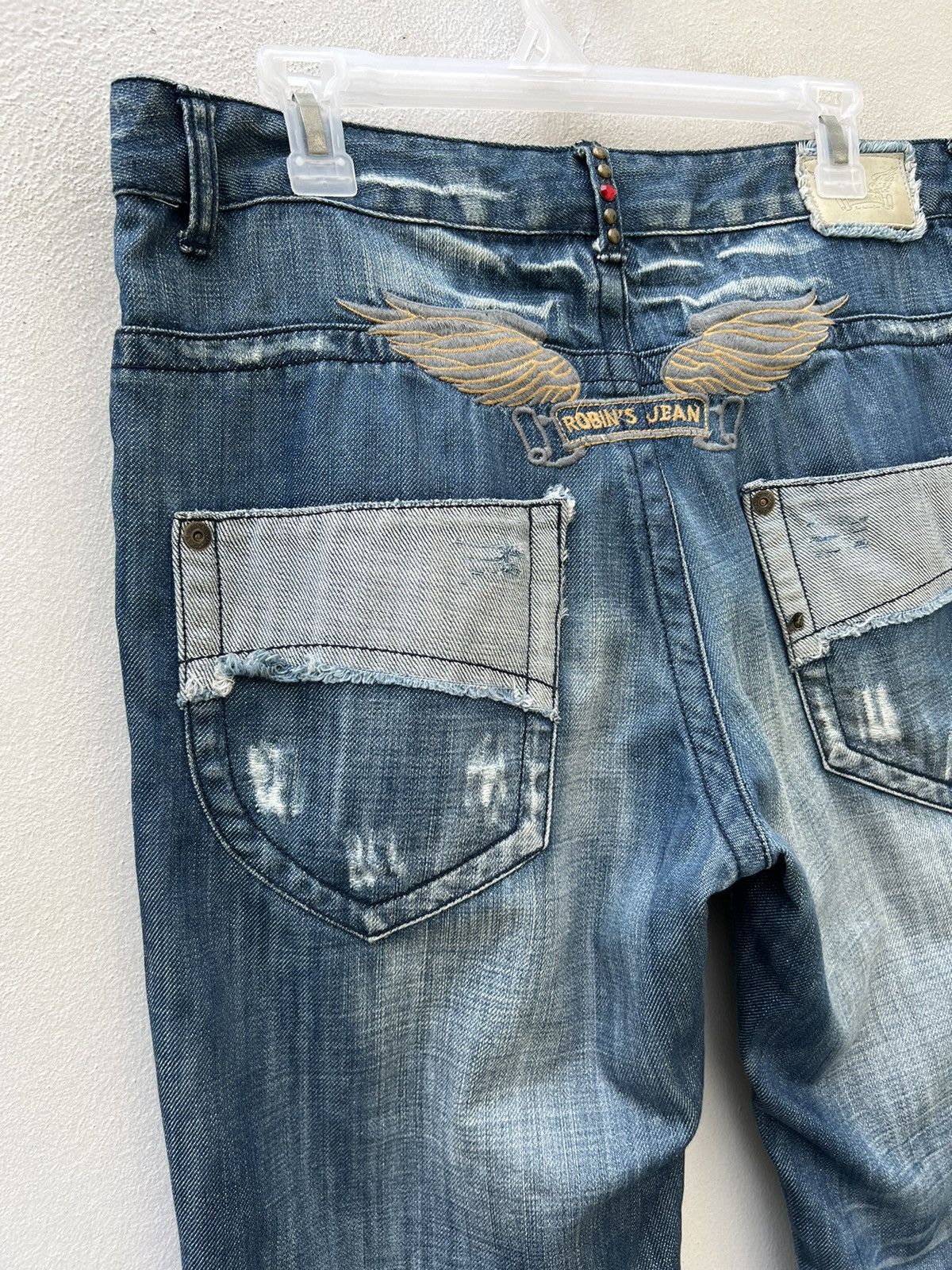 Robins Jeans Robin’s Jeans Distress Fade Blue Denim Wide Leg Jeans Size US 32 / EU 48 - 17 Thumbnail