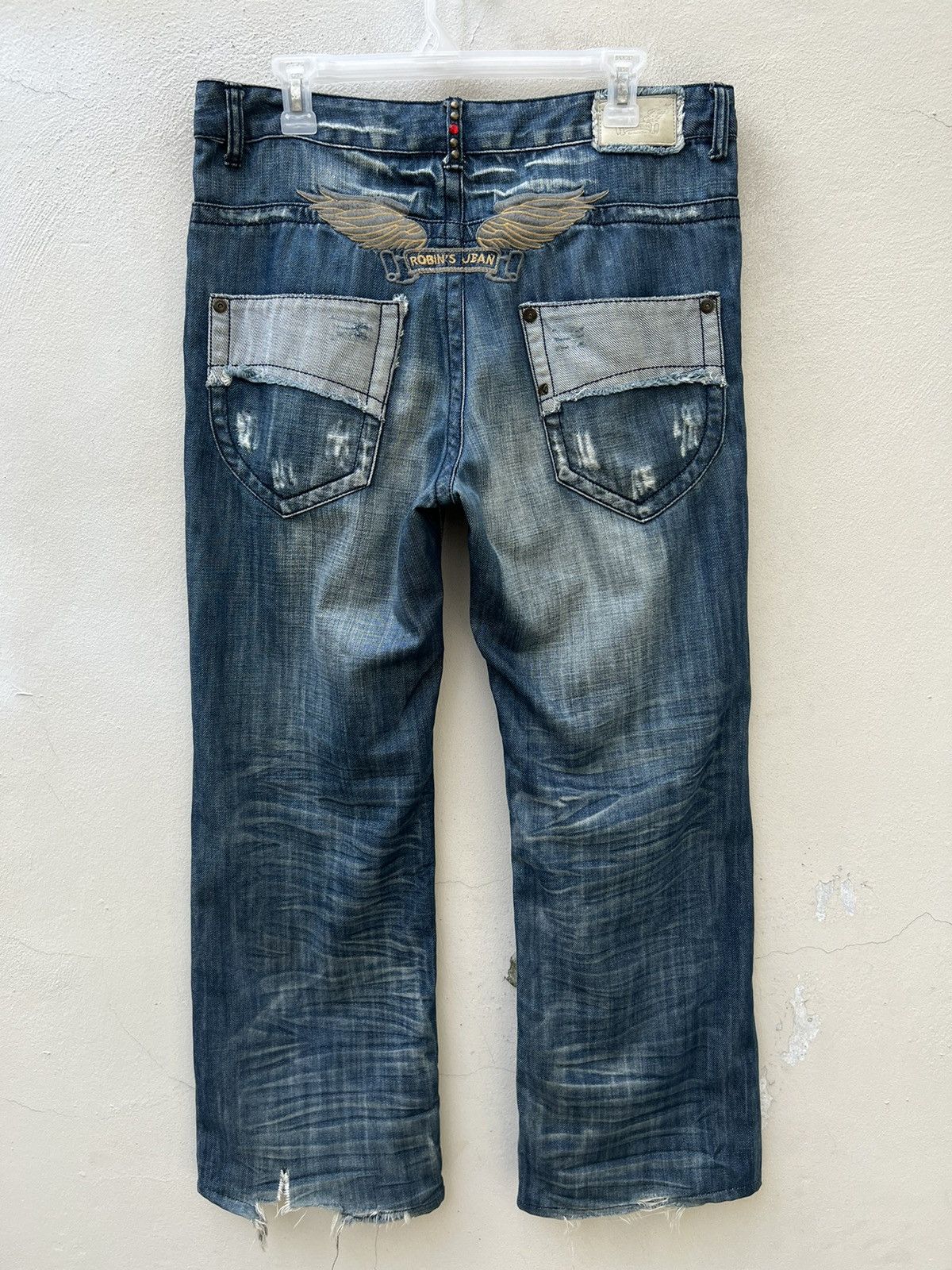 Robins Jeans Robin’s Jeans Distress Fade Blue Denim Wide Leg Jeans Size US 32 / EU 48 - 16 Thumbnail