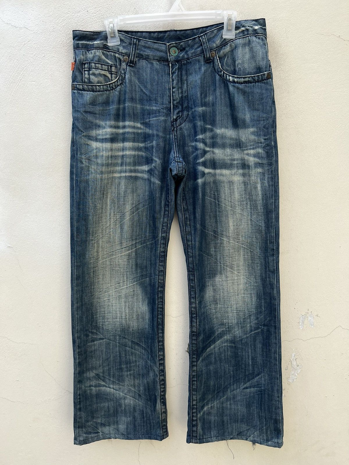 Robins Jeans Robin’s Jeans Distress Fade Blue Denim Wide Leg Jeans Size US 32 / EU 48 - 6 Thumbnail