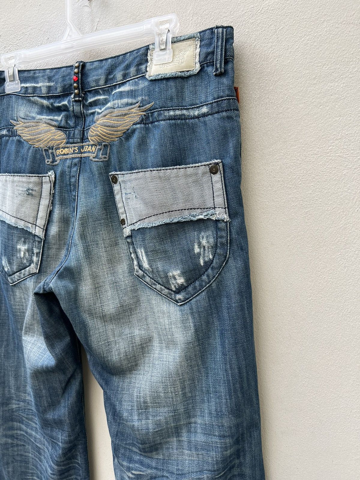 Robins Jeans Robin’s Jeans Distress Fade Blue Denim Wide Leg Jeans Size US 32 / EU 48 - 21 Thumbnail