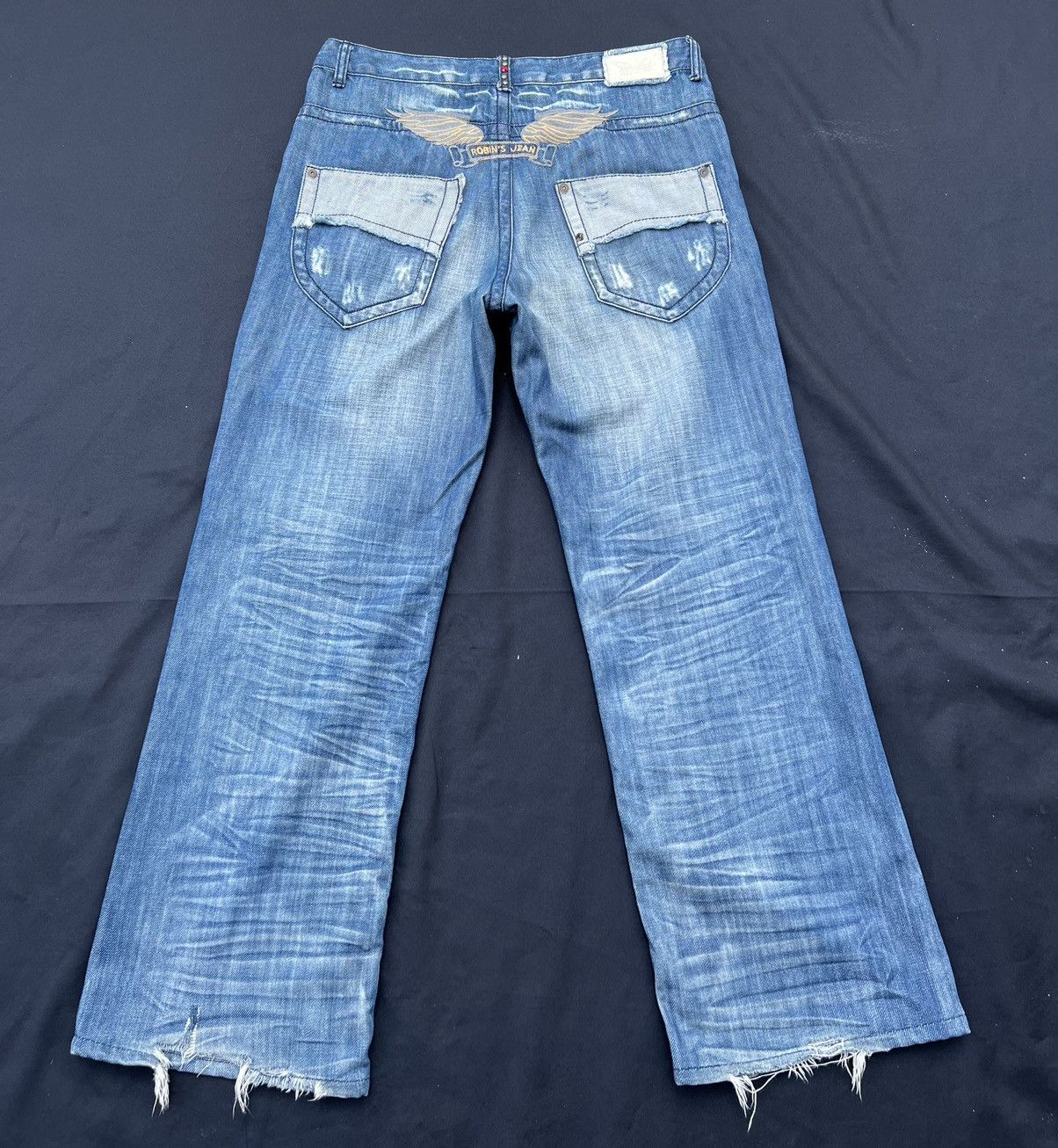 Robins Jeans Robin’s Jeans Distress Fade Blue Denim Wide Leg Jeans Size US 32 / EU 48 - 5 Thumbnail