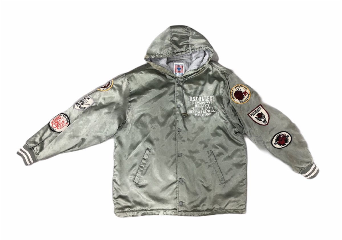 Vintage Vintage Varsity Full Patches U.s College Hooded Jacket Size US L / EU 52-54 / 3 - 11 Thumbnail