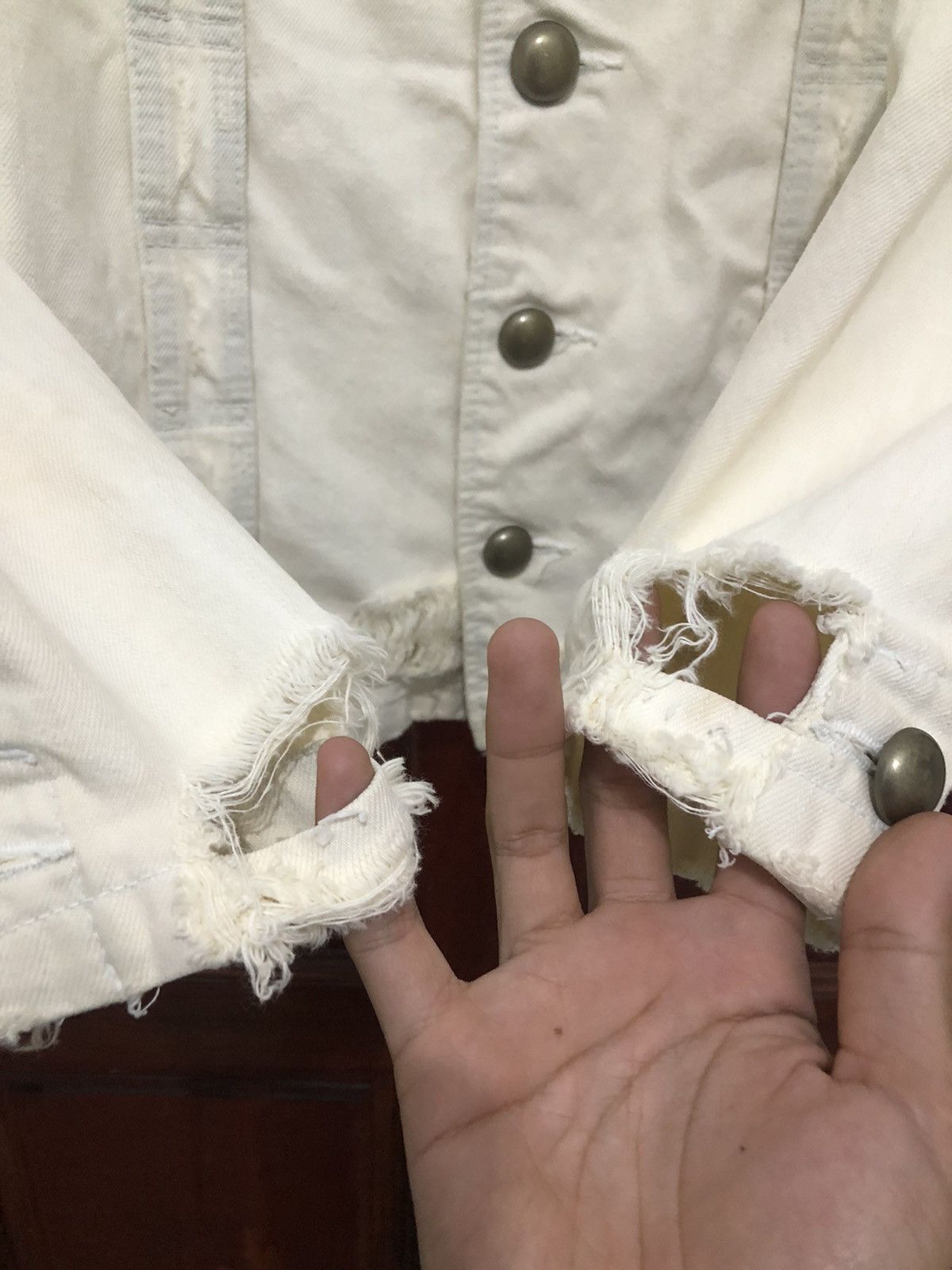 PPFM PPFM DENIM BONDAGE JACKET BUTTON UP RARE DESIGN DISTRESSED Size US L / EU 52-54 / 3 - 8 Thumbnail