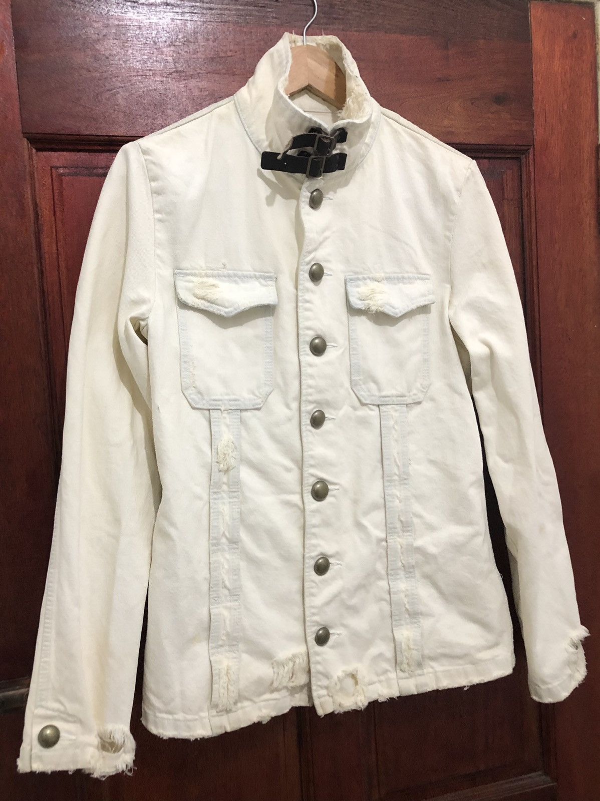 PPFM PPFM DENIM BONDAGE JACKET BUTTON UP RARE DESIGN DISTRESSED Size US L / EU 52-54 / 3 - 2 Thumbnail