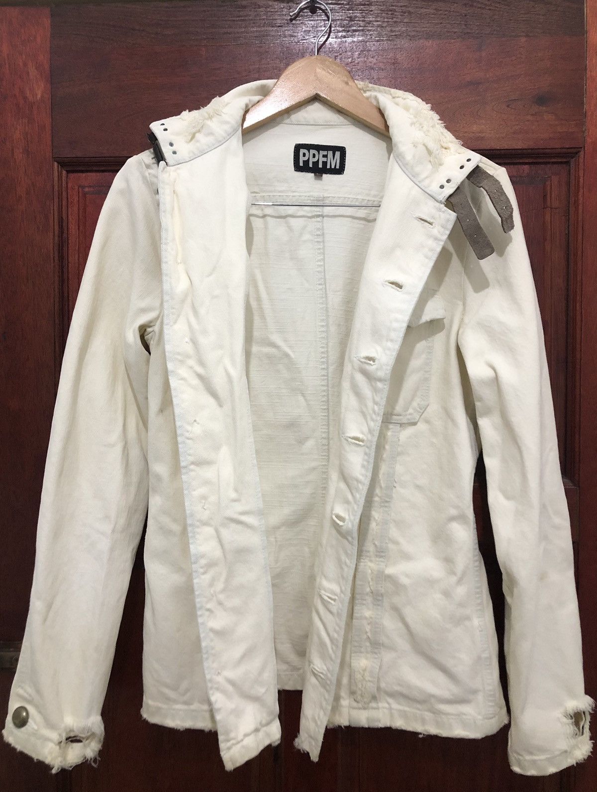 PPFM PPFM DENIM BONDAGE JACKET BUTTON UP RARE DESIGN DISTRESSED Size US L / EU 52-54 / 3 - 5 Thumbnail