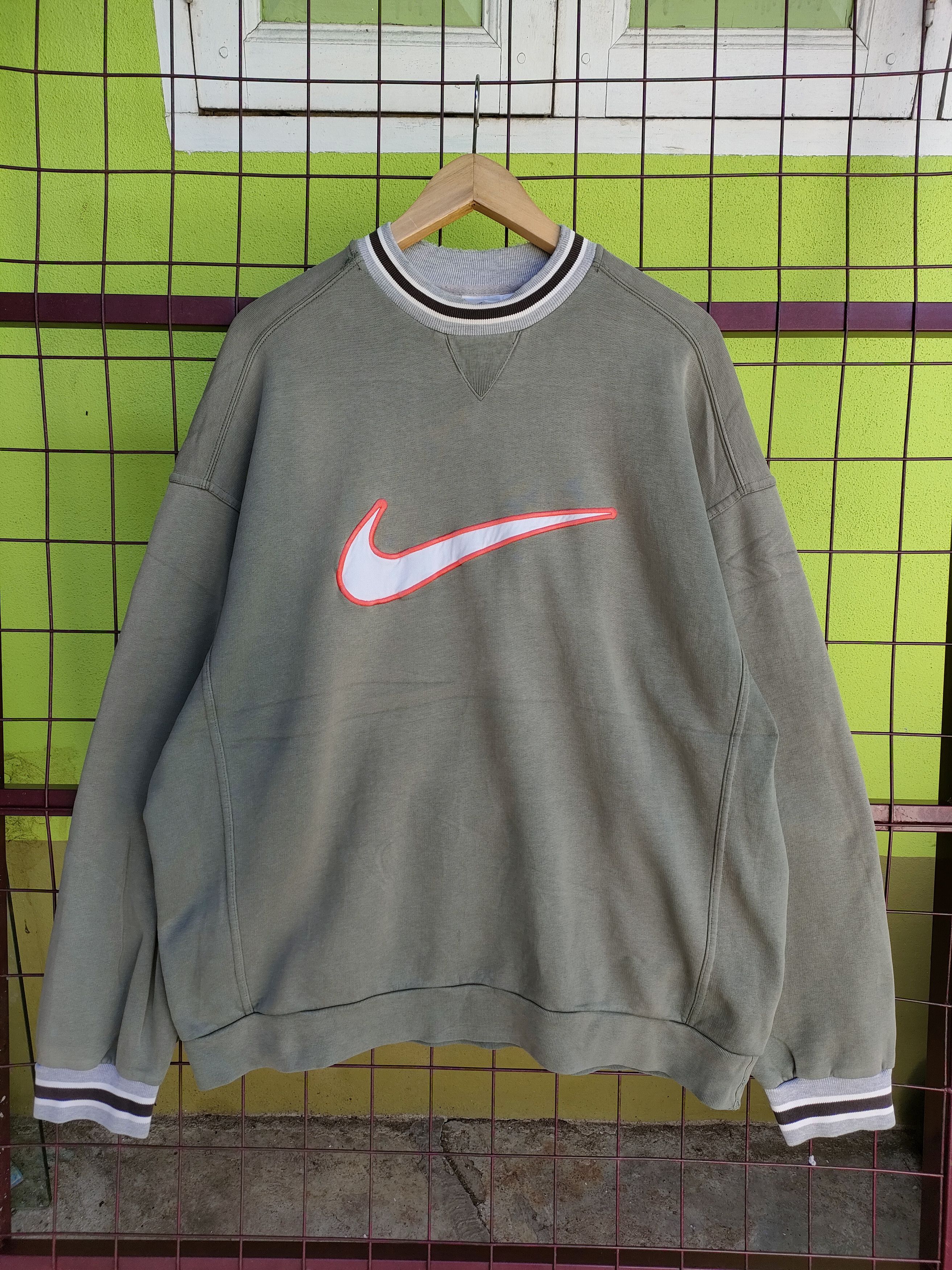 Nike × Vintage Vintage Nike Big Swoosh Distressed Sweetshirts Size US L / EU 52-54 / 3 - 1 Thumbnail