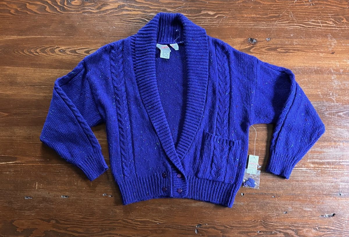 Vintage Vintage NWT 80’s Speckled Cowl Neck Knit Cardigan Sweater Size L / US 10 / IT 46 - 2 Thumbnail