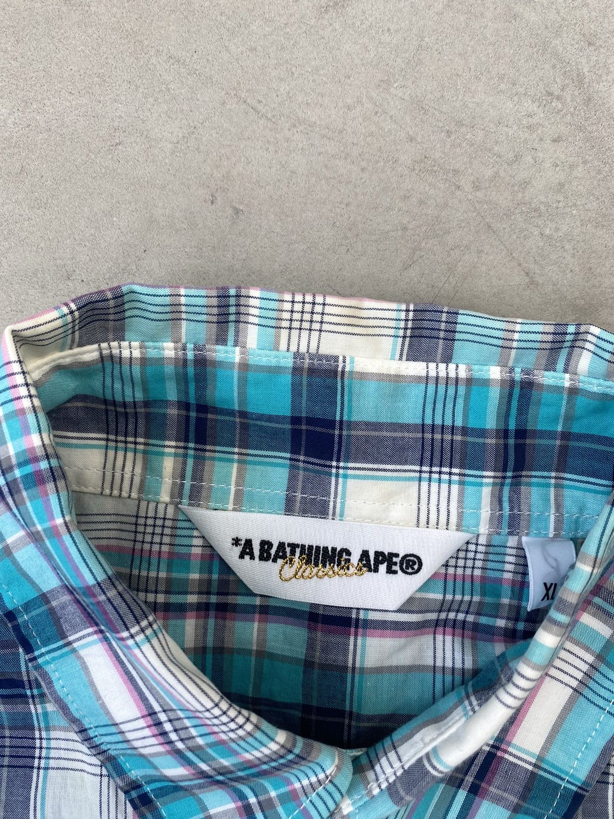 Bape Bape Logo Checkered Burton-Up Shirt Size US XL / EU 56 / 4 - 5 Thumbnail