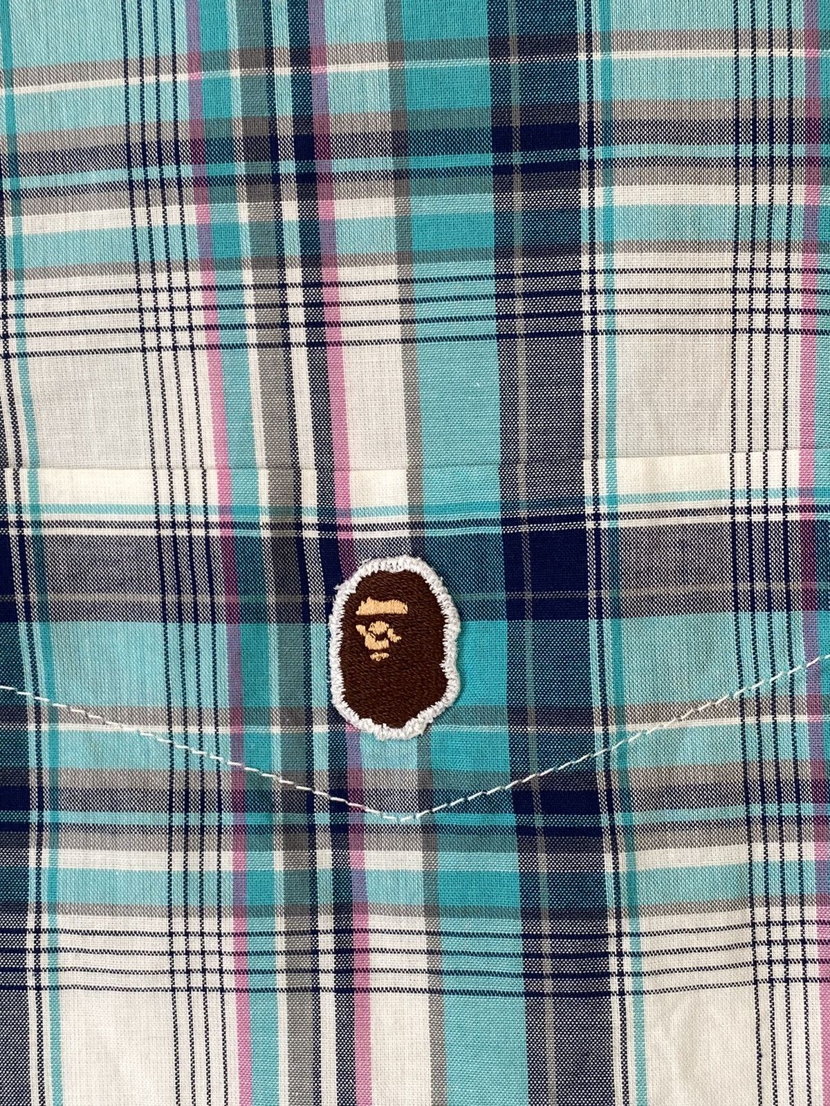 Bape Bape Logo Checkered Burton-Up Shirt Size US XL / EU 56 / 4 - 7 Thumbnail