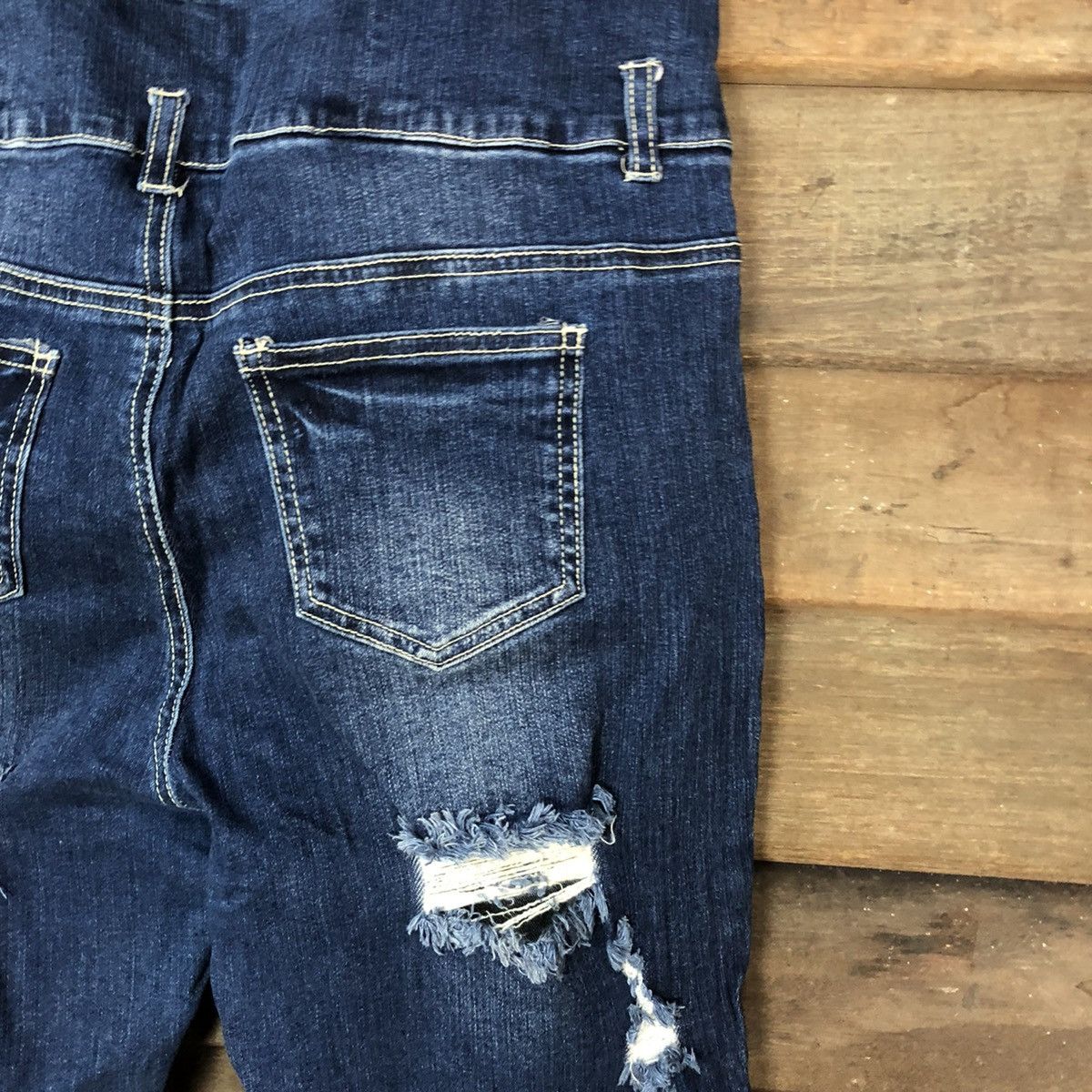 Japanese Brand Avail Mode Blue Distressed Denim Pants #5735 Size 31" - 15 Thumbnail