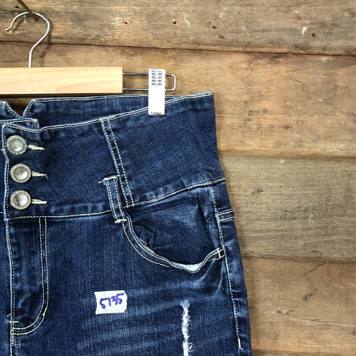 Japanese Brand Avail Mode Blue Distressed Denim Pants #5735 Size 31" - 5 Thumbnail