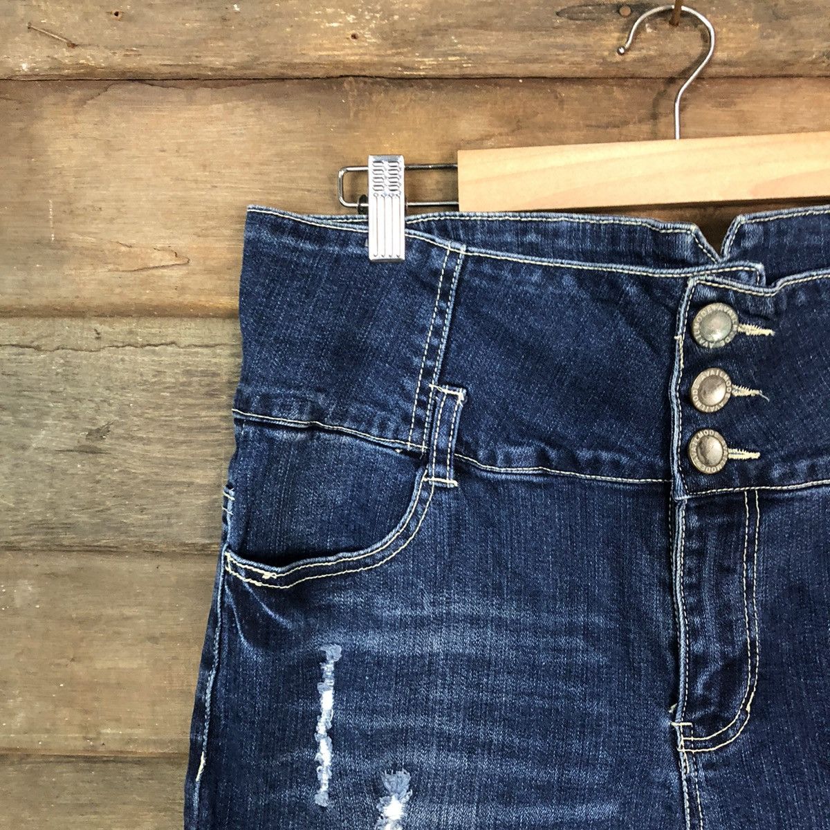 Japanese Brand Avail Mode Blue Distressed Denim Pants #5735 Size 31" - 4 Thumbnail