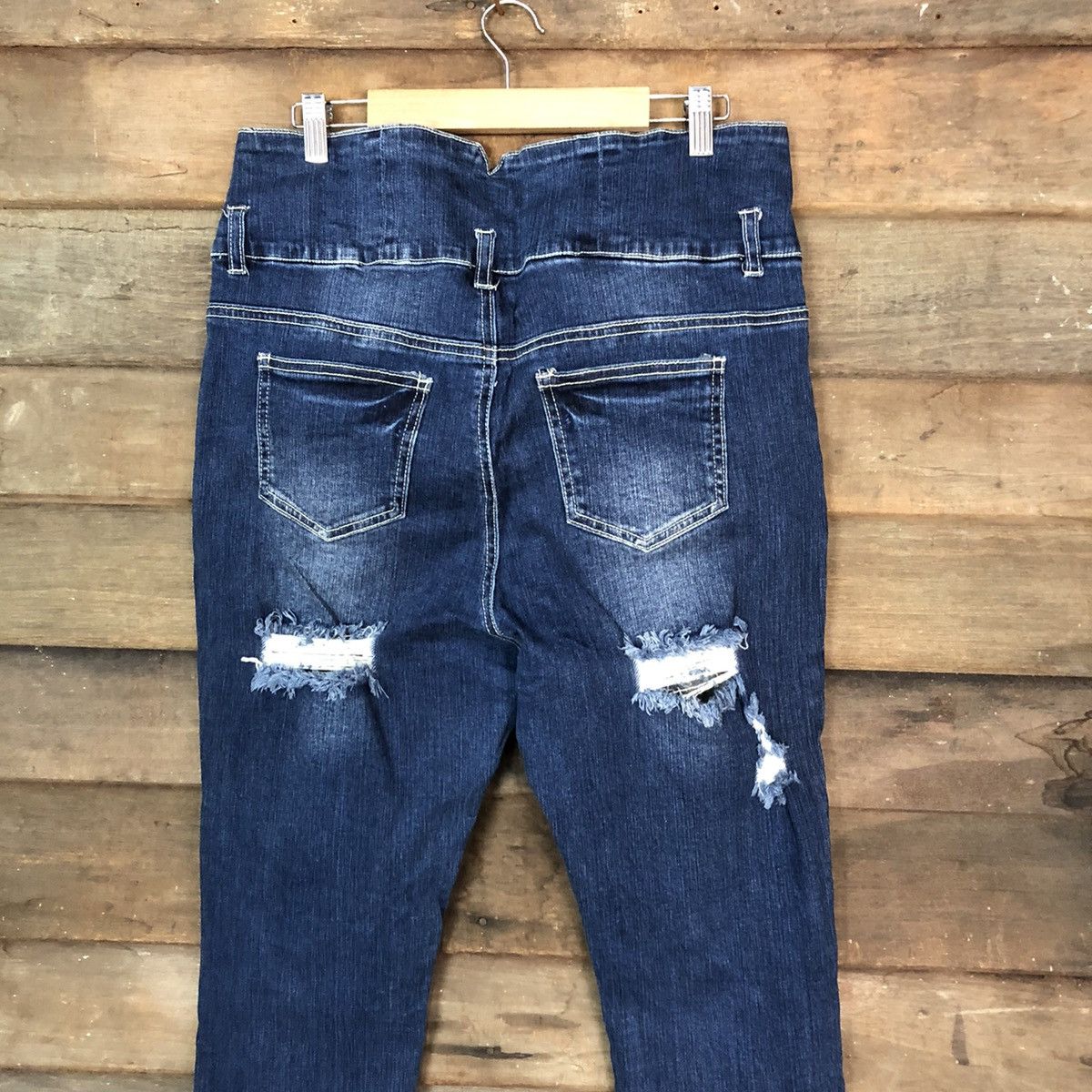 Japanese Brand Avail Mode Blue Distressed Denim Pants #5735 Size 31" - 12 Thumbnail