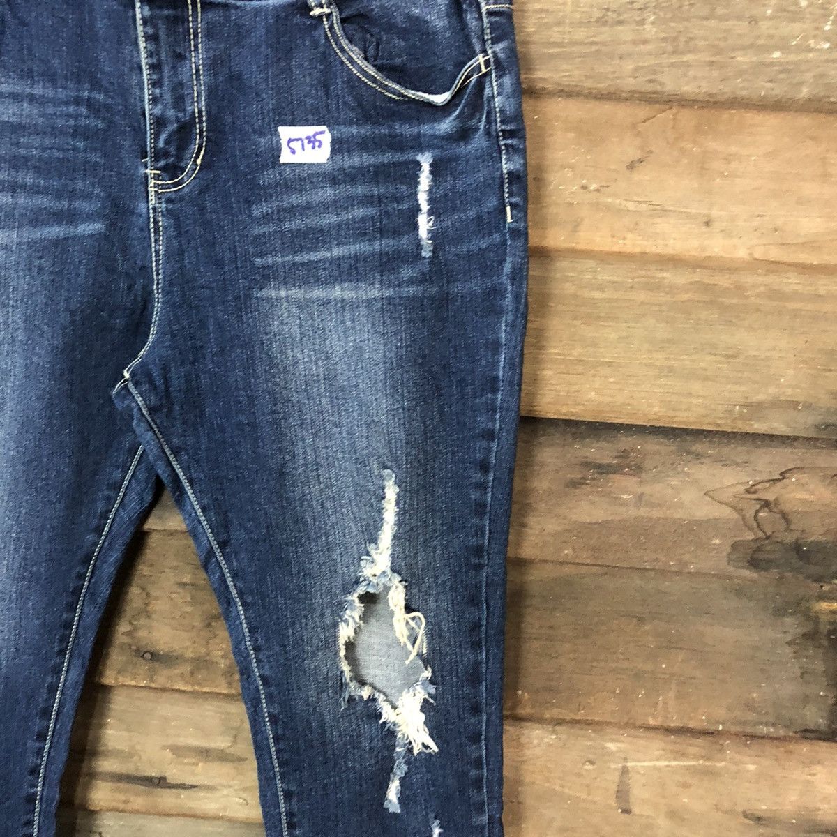 Japanese Brand Avail Mode Blue Distressed Denim Pants #5735 Size 31" - 7 Thumbnail