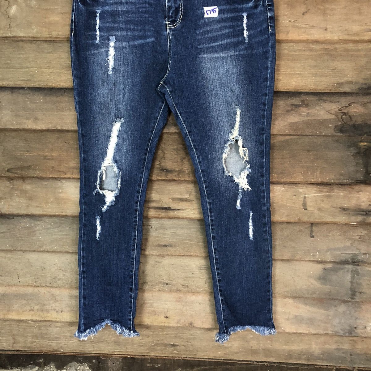 Japanese Brand Avail Mode Blue Distressed Denim Pants #5735 Size 31" - 3 Thumbnail