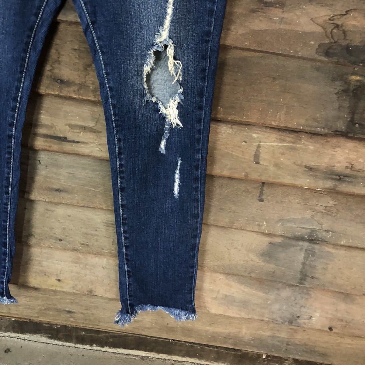 Japanese Brand Avail Mode Blue Distressed Denim Pants #5735 Size 31" - 9 Thumbnail