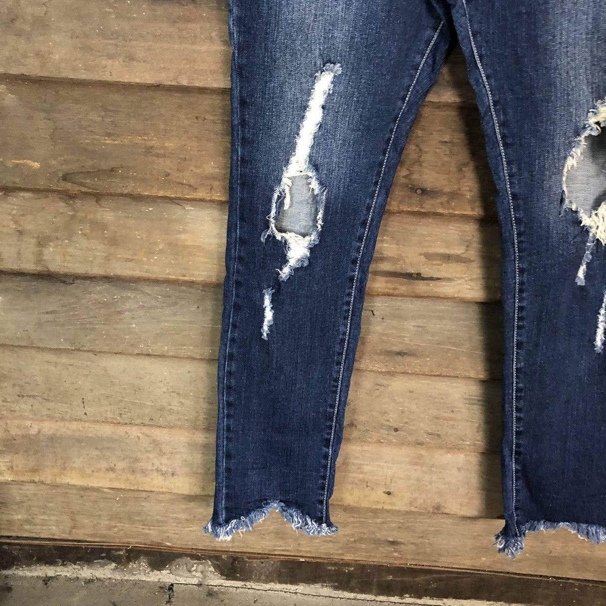 Japanese Brand Avail Mode Blue Distressed Denim Pants #5735 Size 31" - 8 Thumbnail