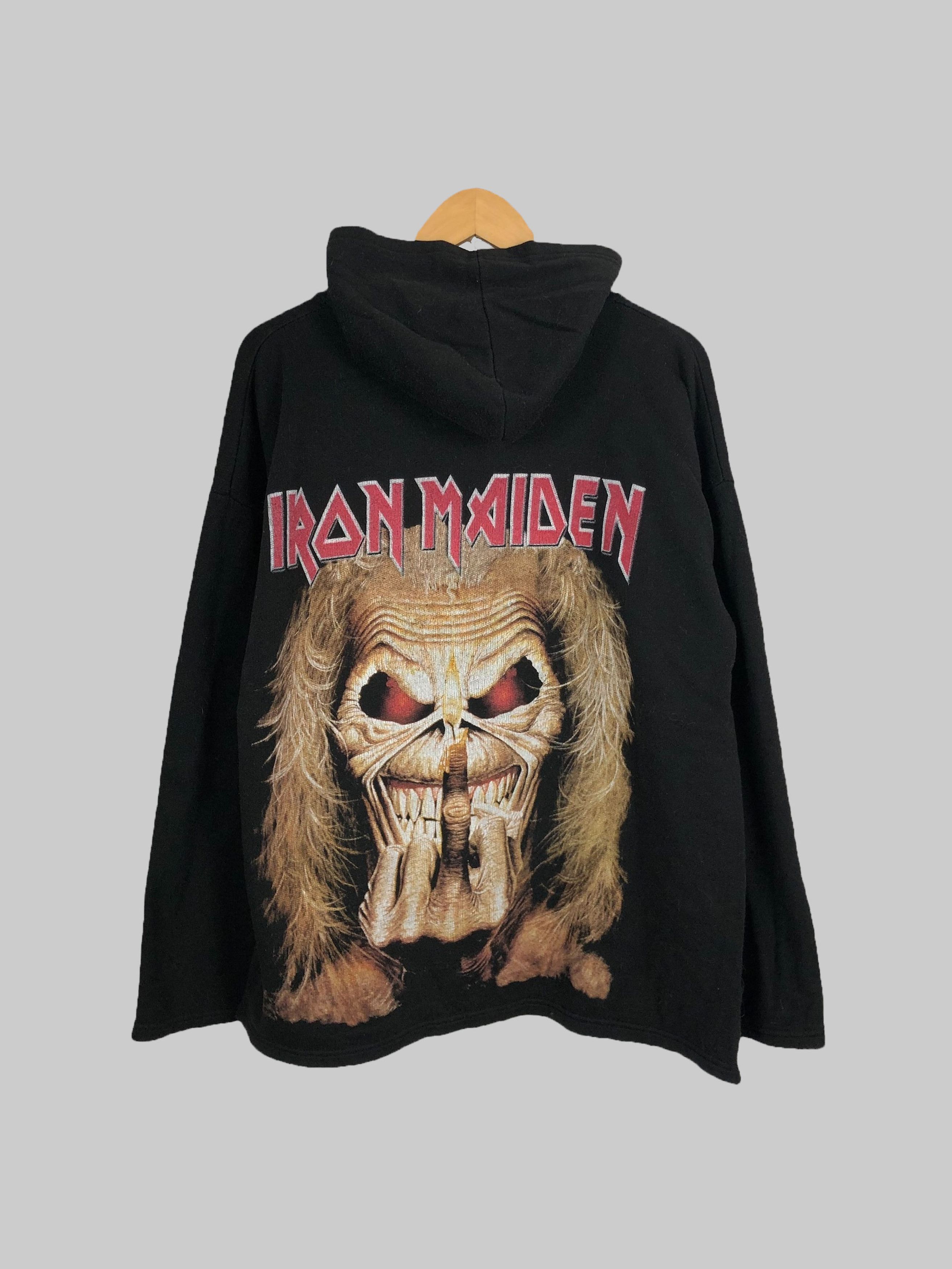 Band Tees Vintage 90s Iron Maiden Eddie Middle Finger Black Hoodie Size US XL / EU 56 / 4 - 1 Thumbnail