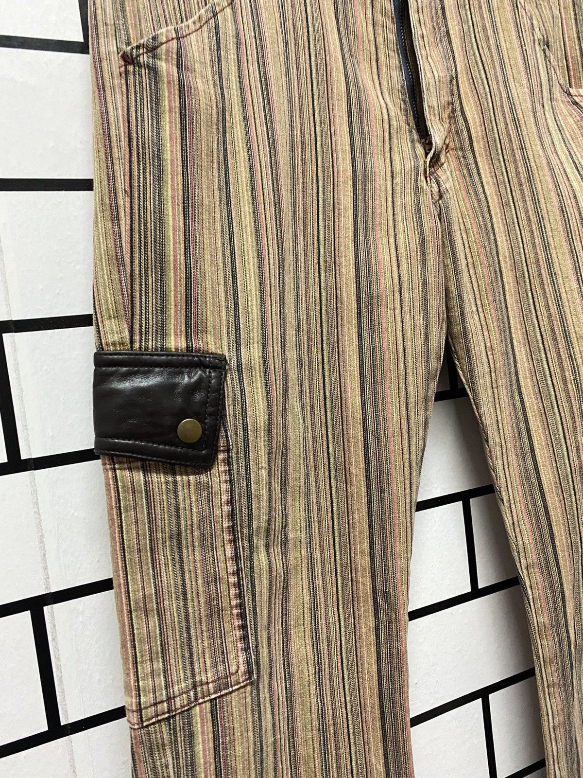 Designer × Japanese Brand Japan Designer Mixt Cargo Striped Flared Pants Size US 28 / EU 44 - 7 Thumbnail