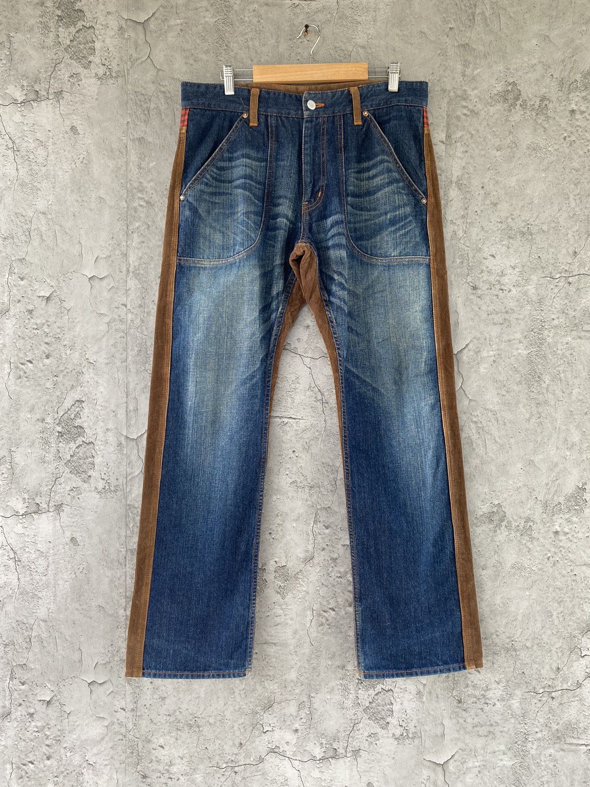 image of Corduroi Club Project Sre’Es Japan Reconstructed Hybrid Corduroy Pants in Indigo Brown (Size 33)