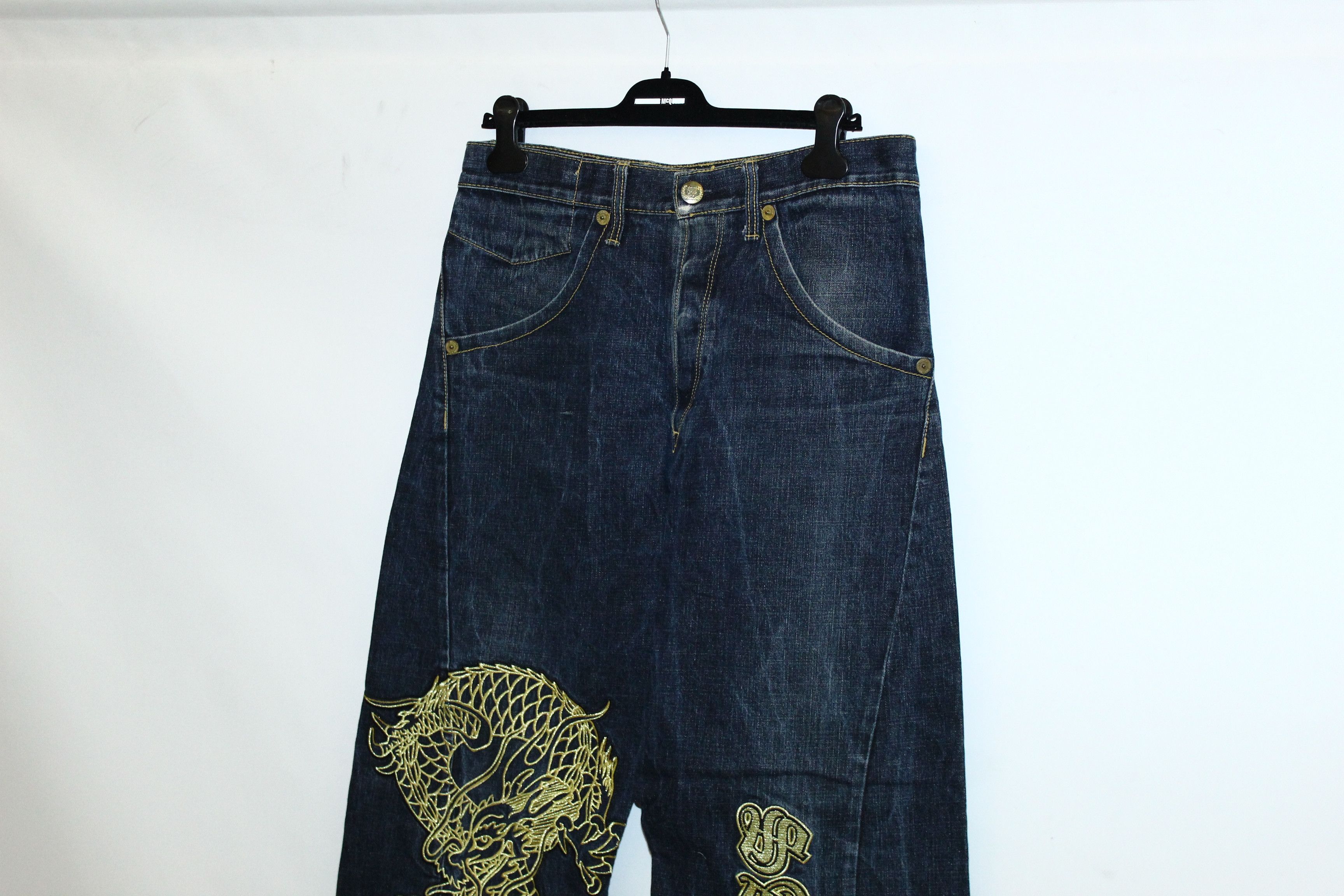 Japanese Brand 🔥STEALS🔥 Riddle Brand Dragon Embroidery Baggy Raw Jeans Size US 34 / EU 50 - 3 Thumbnail