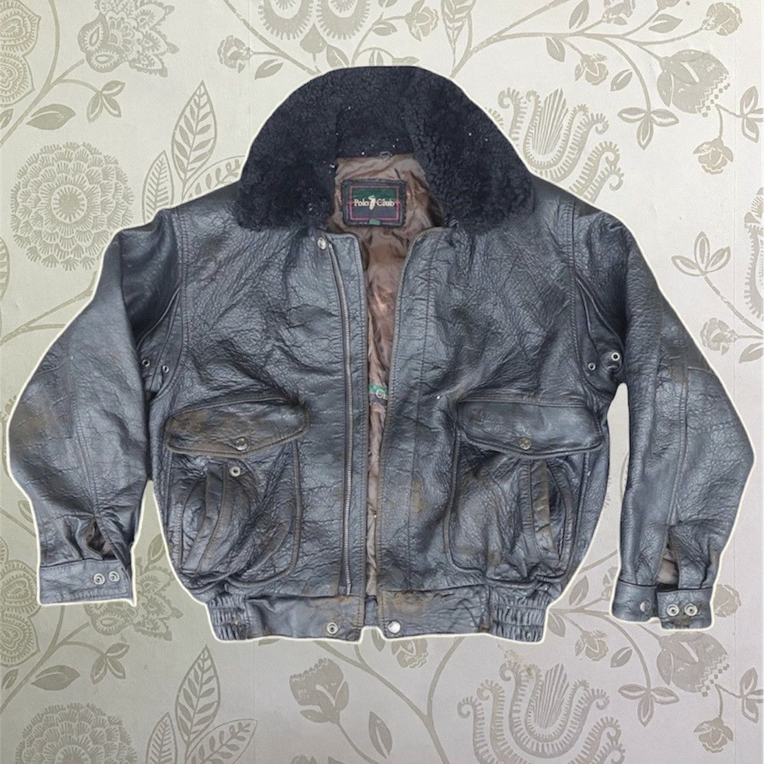 Freewheelers × Genuine Leather × Vintage VINTAGE COWHIDE POLO CLUB SPELLOUT BOMBER LEATHER JACKET Size US M / EU 48-50 / 2 - 19 Thumbnail