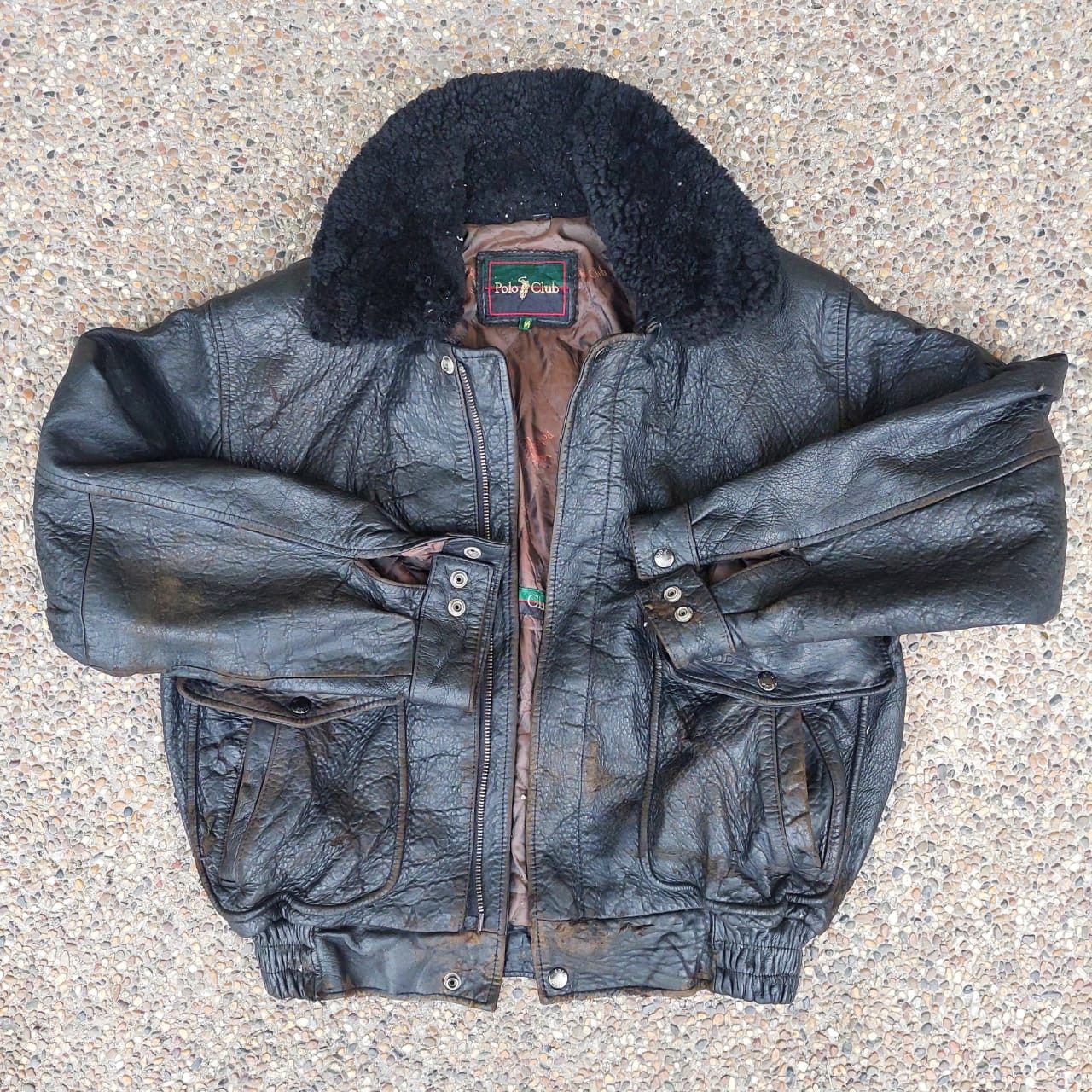 Freewheelers × Genuine Leather × Vintage VINTAGE COWHIDE POLO CLUB SPELLOUT BOMBER LEATHER JACKET Size US M / EU 48-50 / 2 - 6 Thumbnail