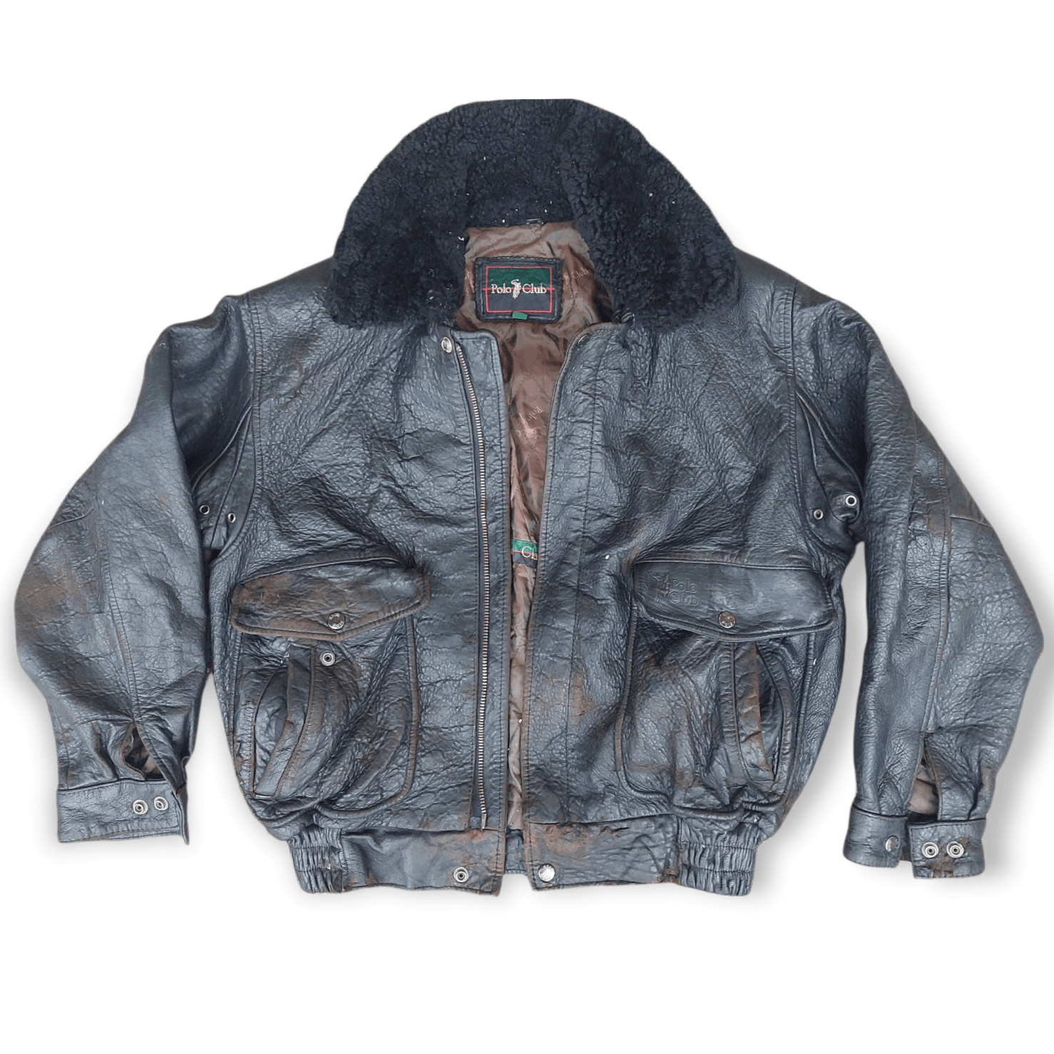 Freewheelers × Genuine Leather × Vintage VINTAGE COWHIDE POLO CLUB SPELLOUT BOMBER LEATHER JACKET Size US M / EU 48-50 / 2 - 1 Thumbnail