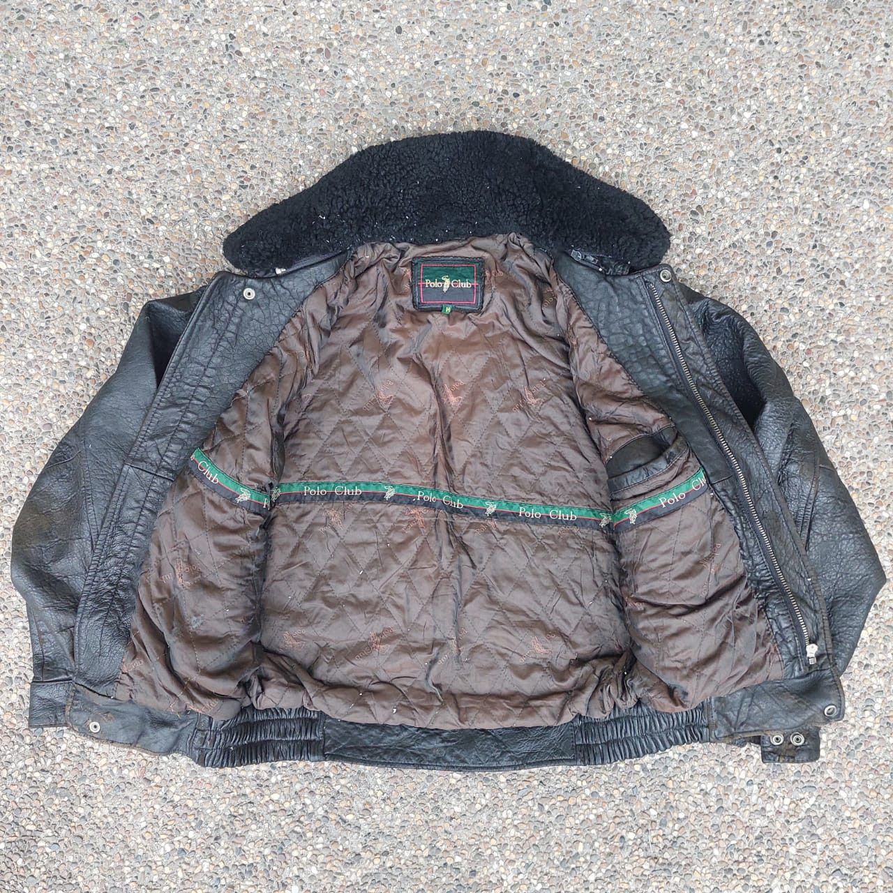 Freewheelers × Genuine Leather × Vintage VINTAGE COWHIDE POLO CLUB SPELLOUT BOMBER LEATHER JACKET Size US M / EU 48-50 / 2 - 8 Thumbnail