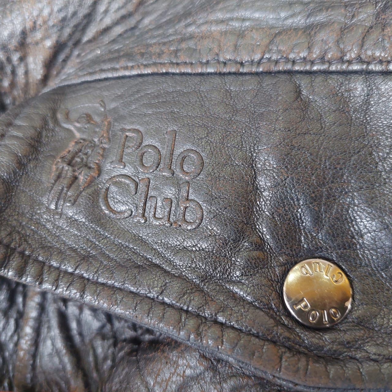 Freewheelers × Genuine Leather × Vintage VINTAGE COWHIDE POLO CLUB SPELLOUT BOMBER LEATHER JACKET Size US M / EU 48-50 / 2 - 9 Thumbnail
