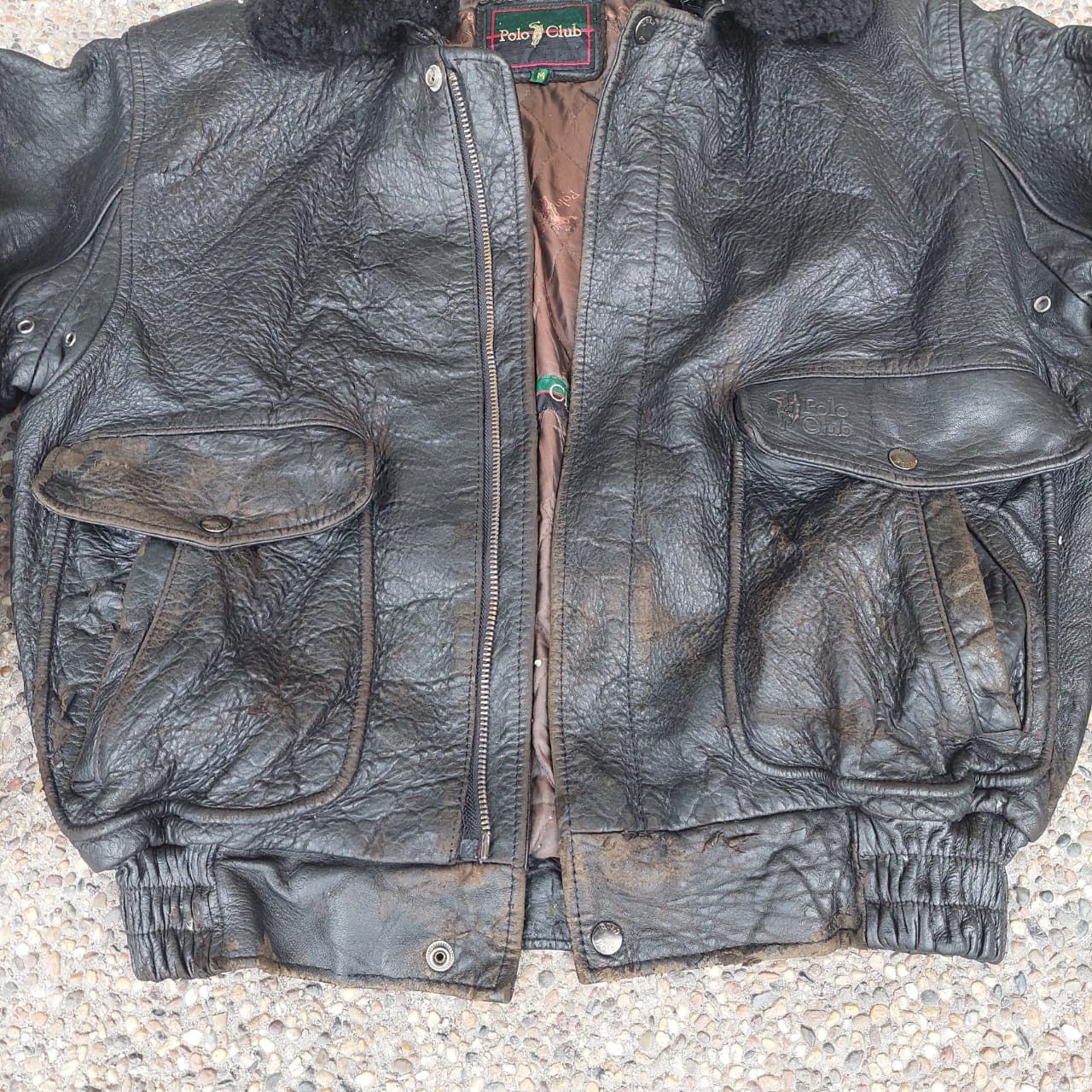 Freewheelers × Genuine Leather × Vintage VINTAGE COWHIDE POLO CLUB SPELLOUT BOMBER LEATHER JACKET Size US M / EU 48-50 / 2 - 7 Thumbnail