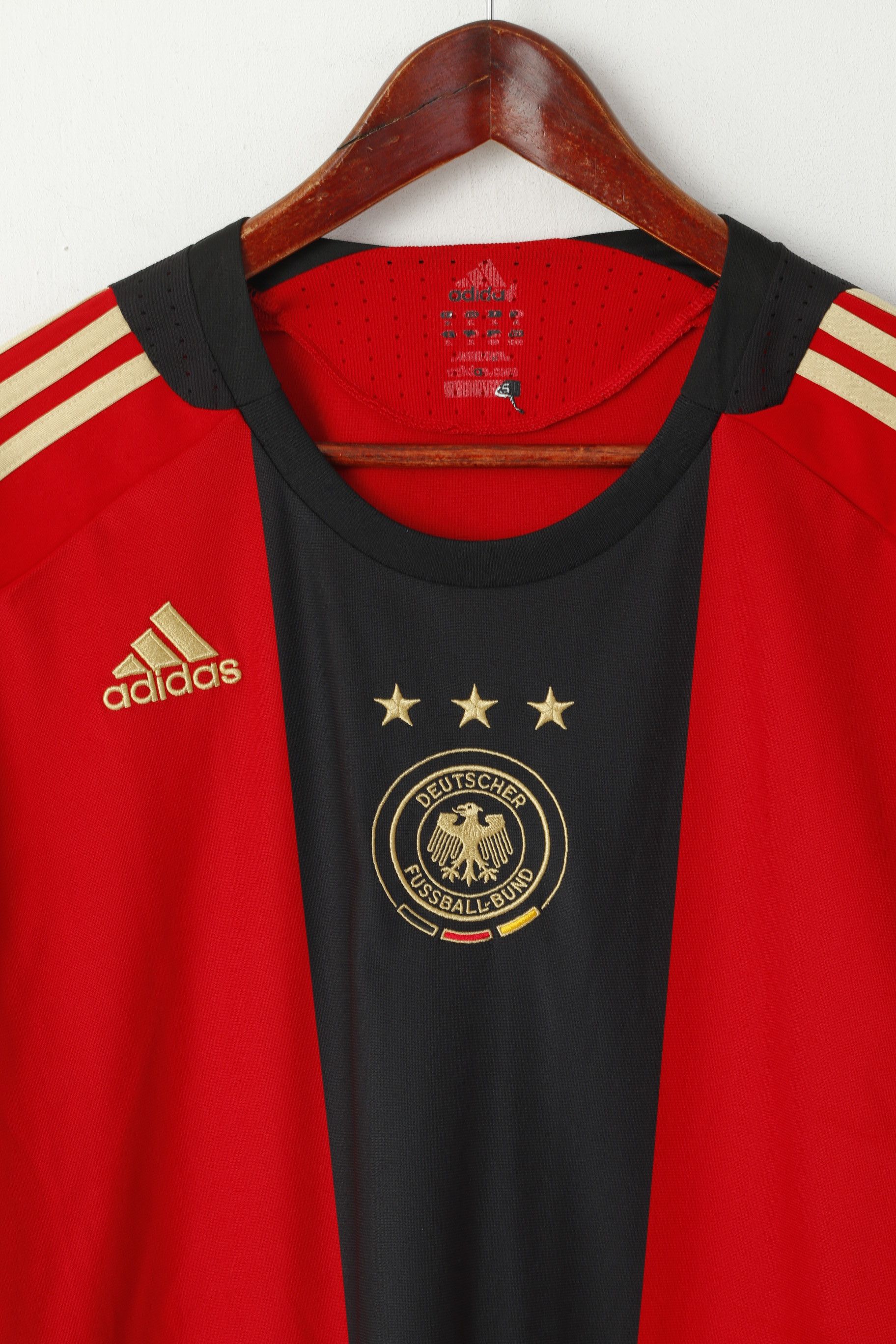 Adidas Adidas Men XL Shirt Red Deutscher Fussball Bund 4910 Size US XL / EU 56 / 4 - 3 Thumbnail