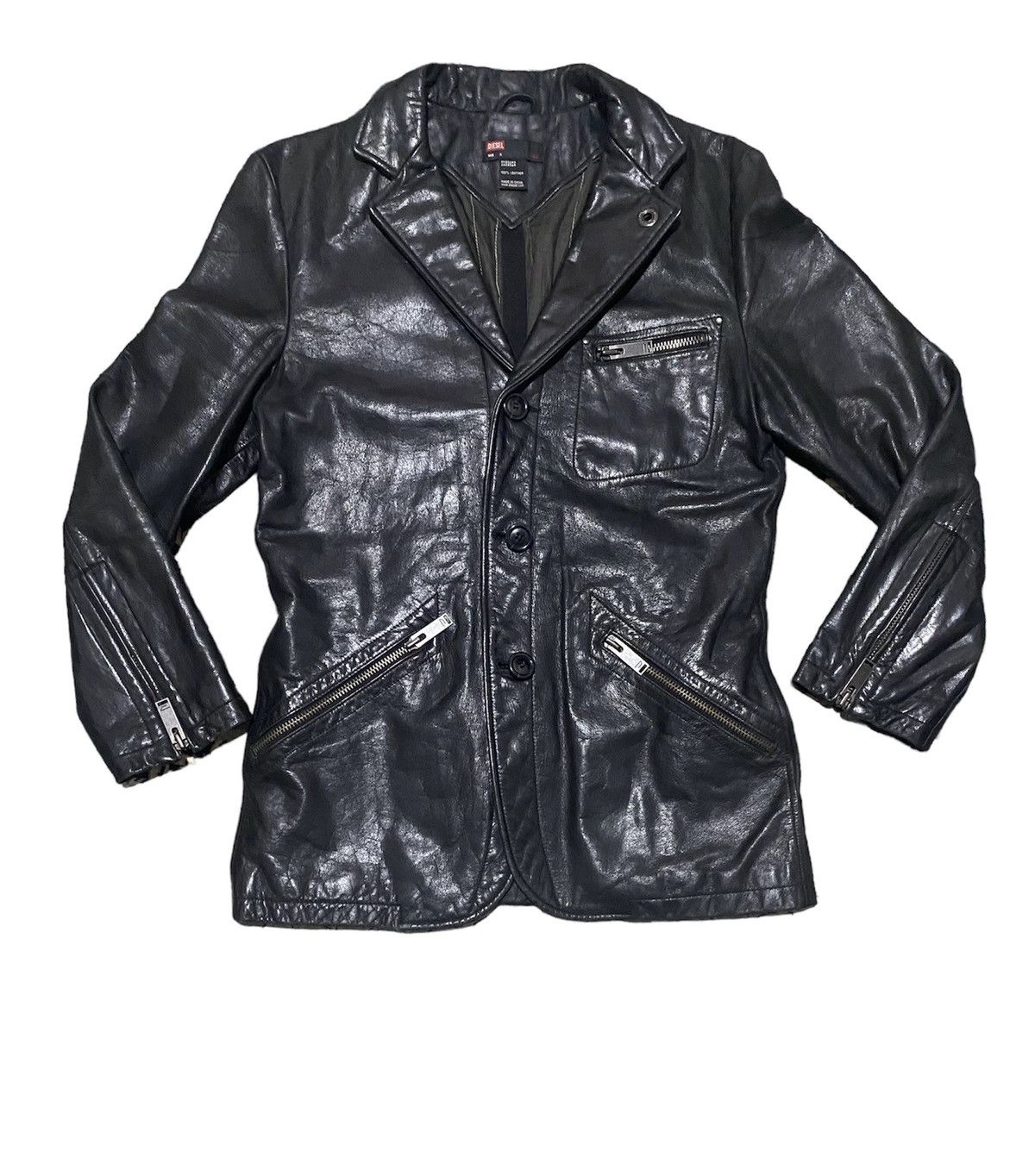 Diesel × Genuine Leather × Leather Diesel Hooded Zipper Sheepskin