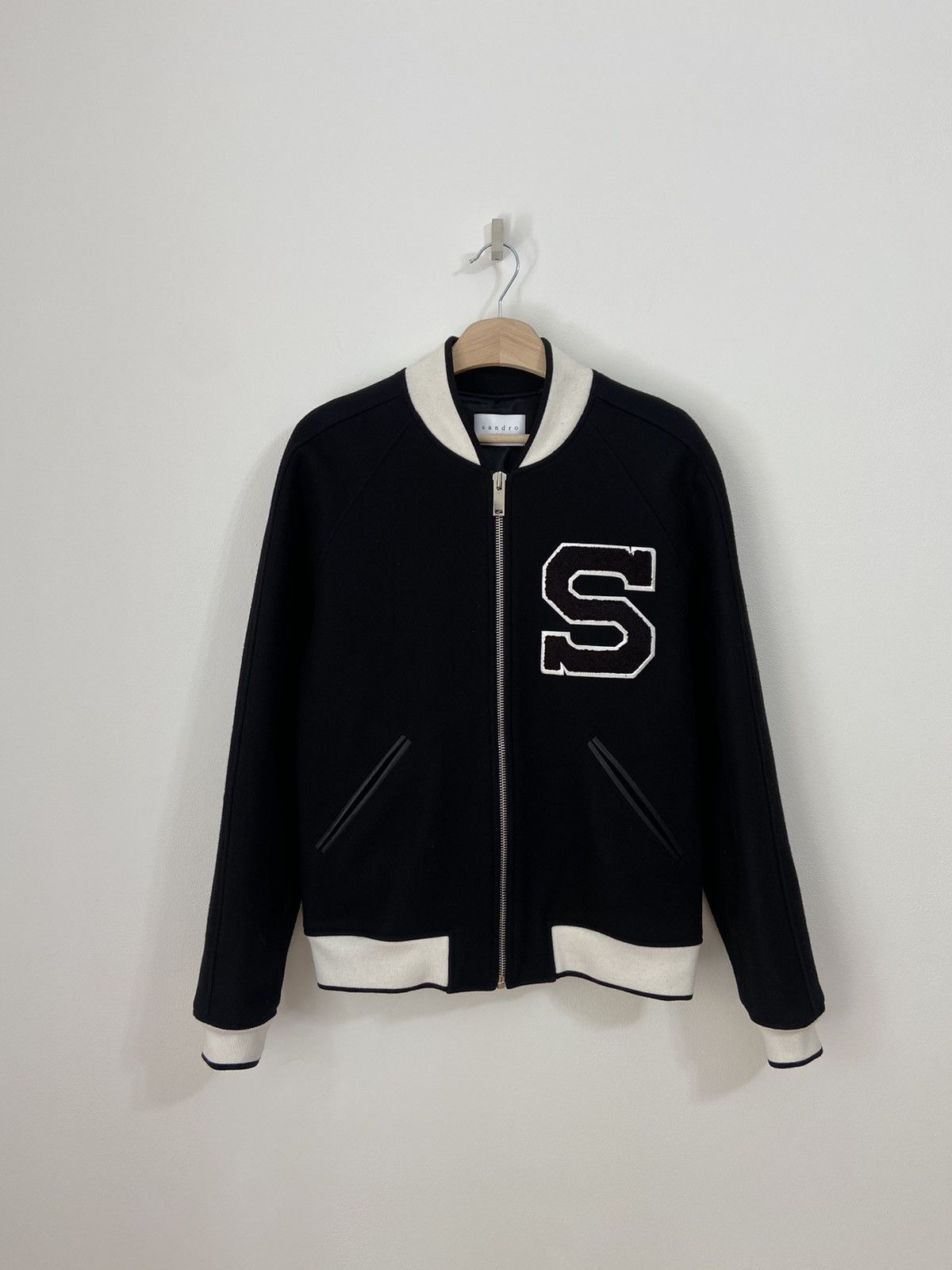 SANDRO logo-embroidered varsity jacket - Green