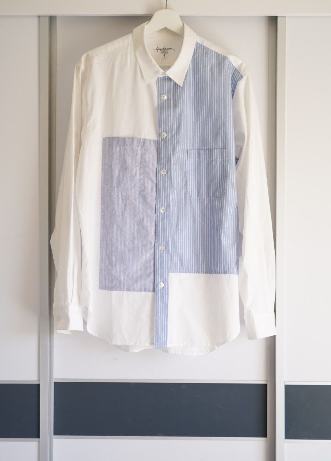 Yohji Yamamoto Yohji Yamamoto 13ss Stripes Splicing Shirt Size US XL / EU 56 / 4 - 1 Thumbnail