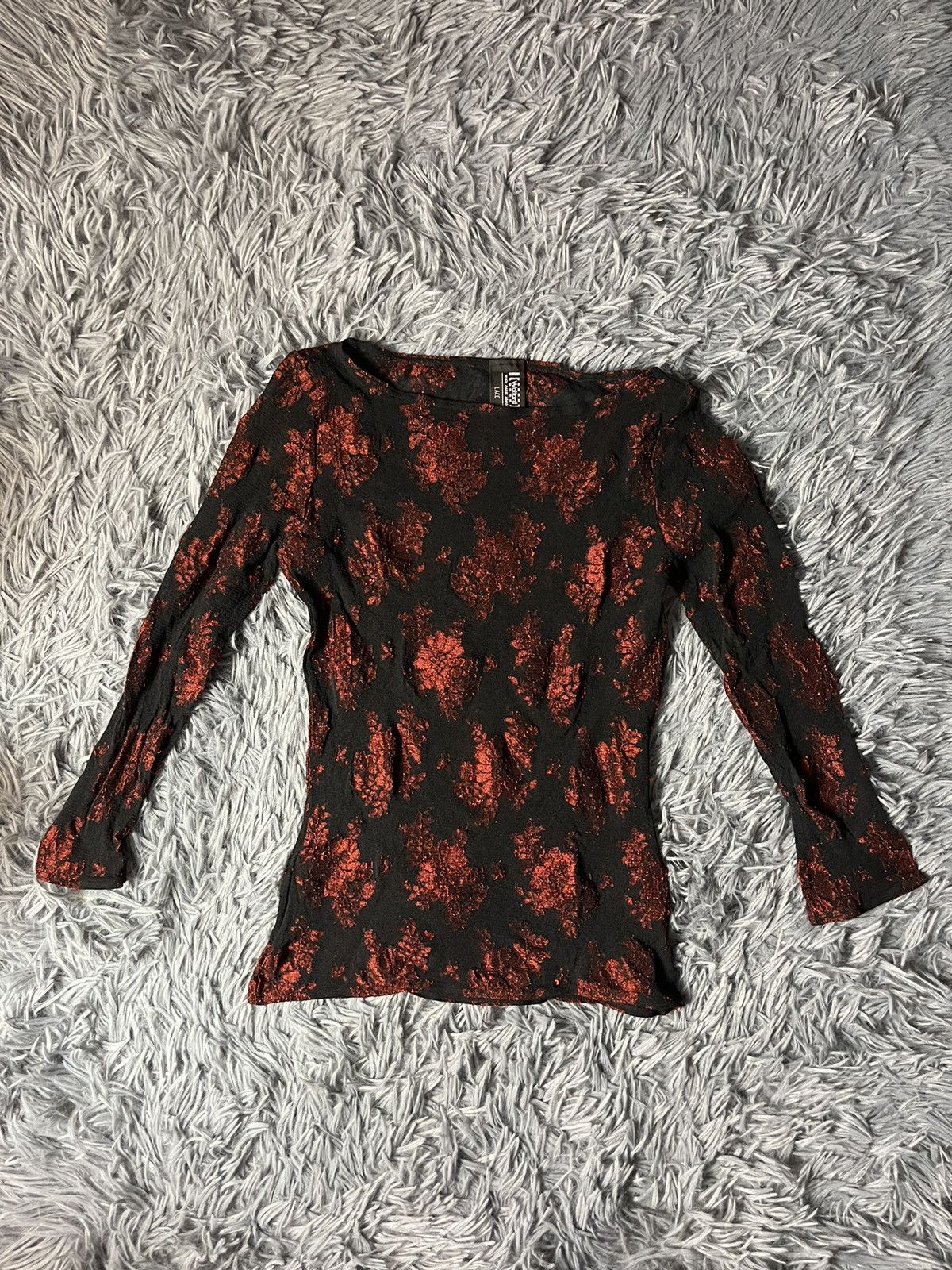 Wolford 90s vintage mesh floral print JPG style longsleeve