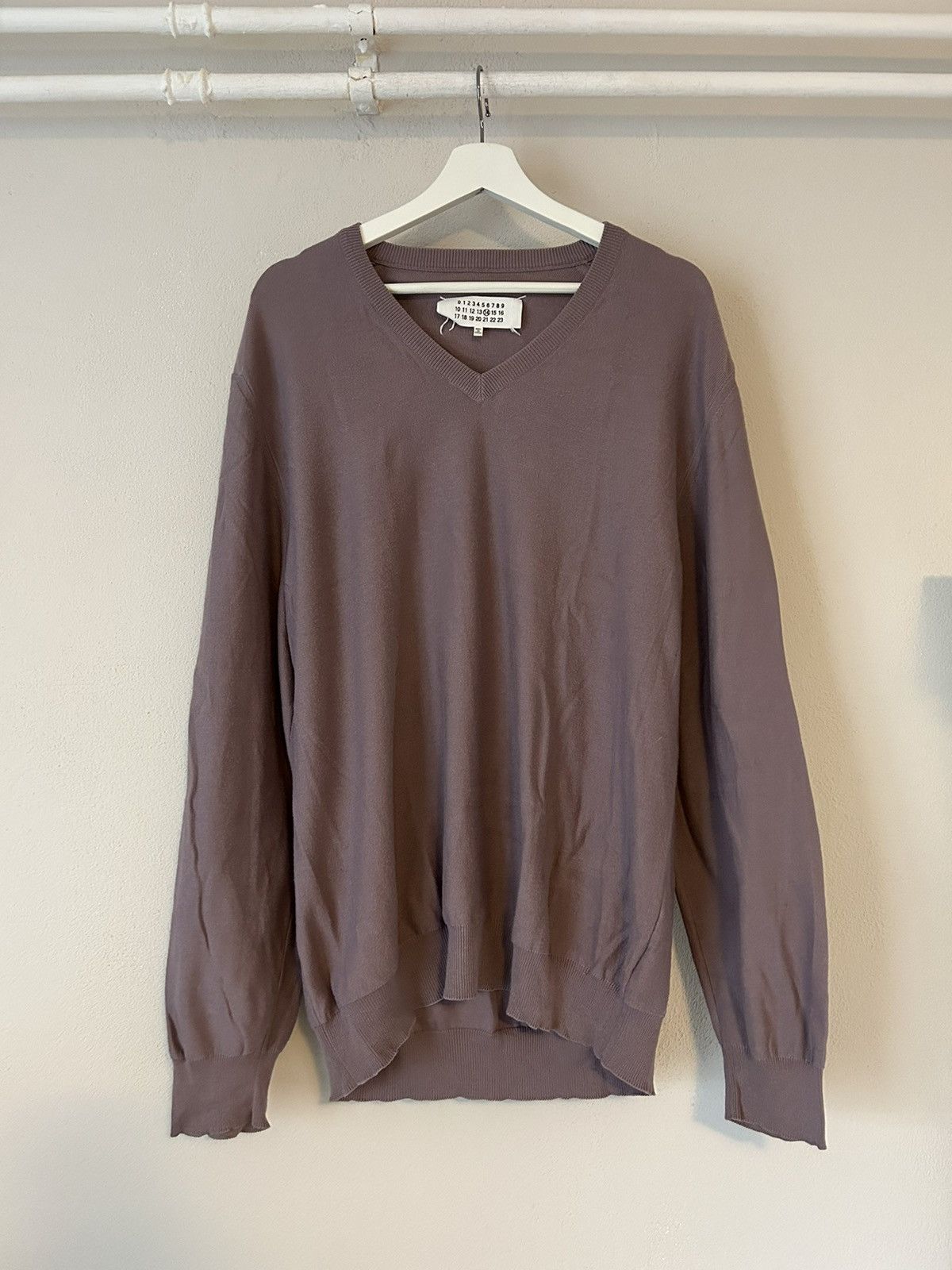 image of Maison Margiela Light Pink Sweater With Leather Elbow Pads, Men's (Size 2XL)