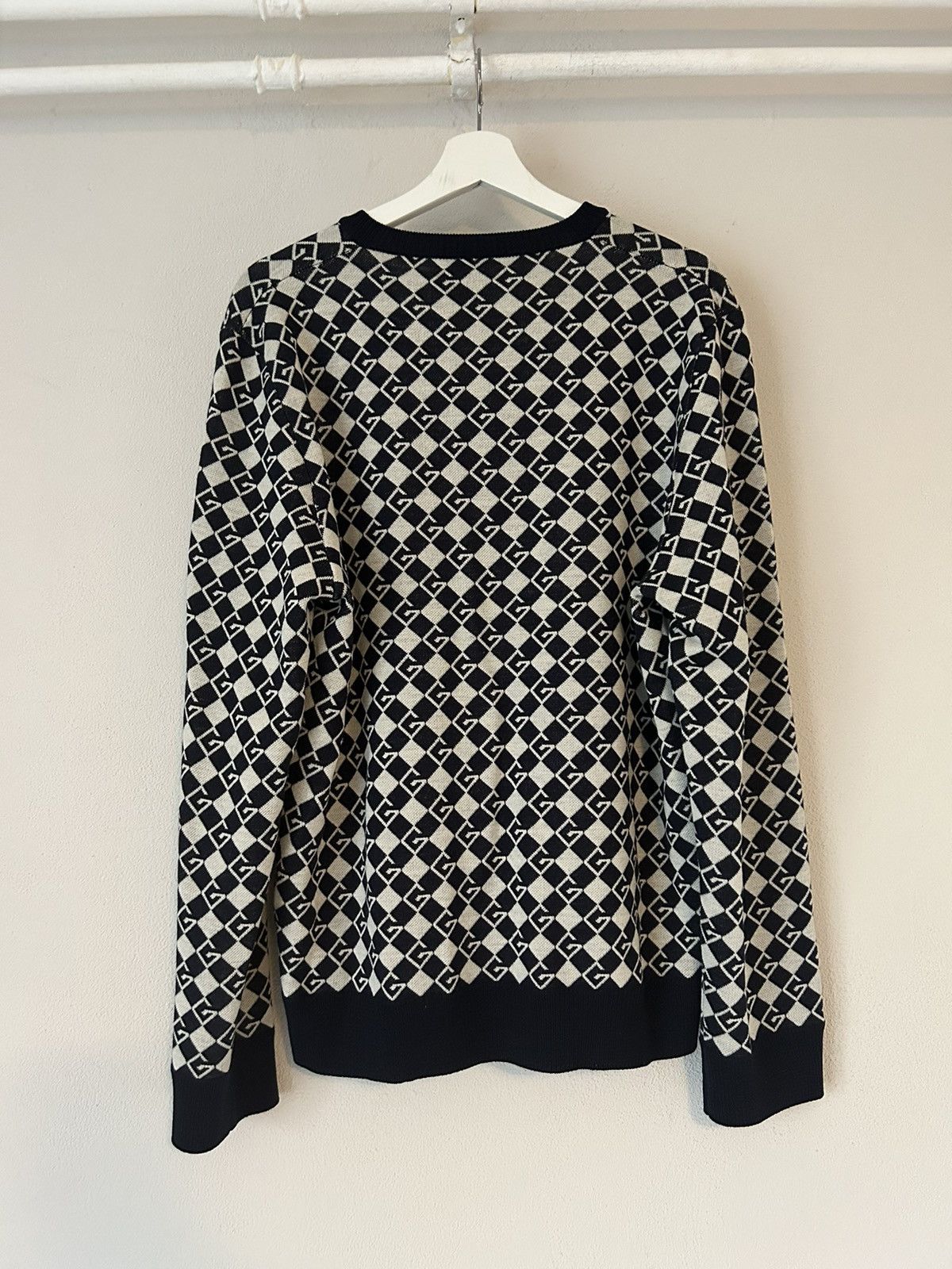 Gucci Wool GG Checkered Pattern V-Neck Sweater Size US XXL / EU 58 / 5 - 3 Thumbnail