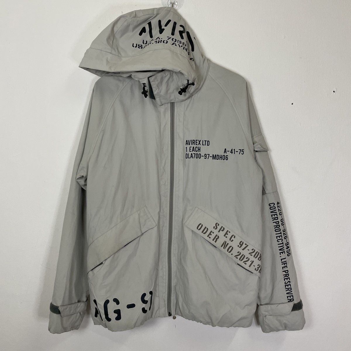 image of Vintage Avirex Armed Force Bomber Jacket in Grey, Men's (Size Large)