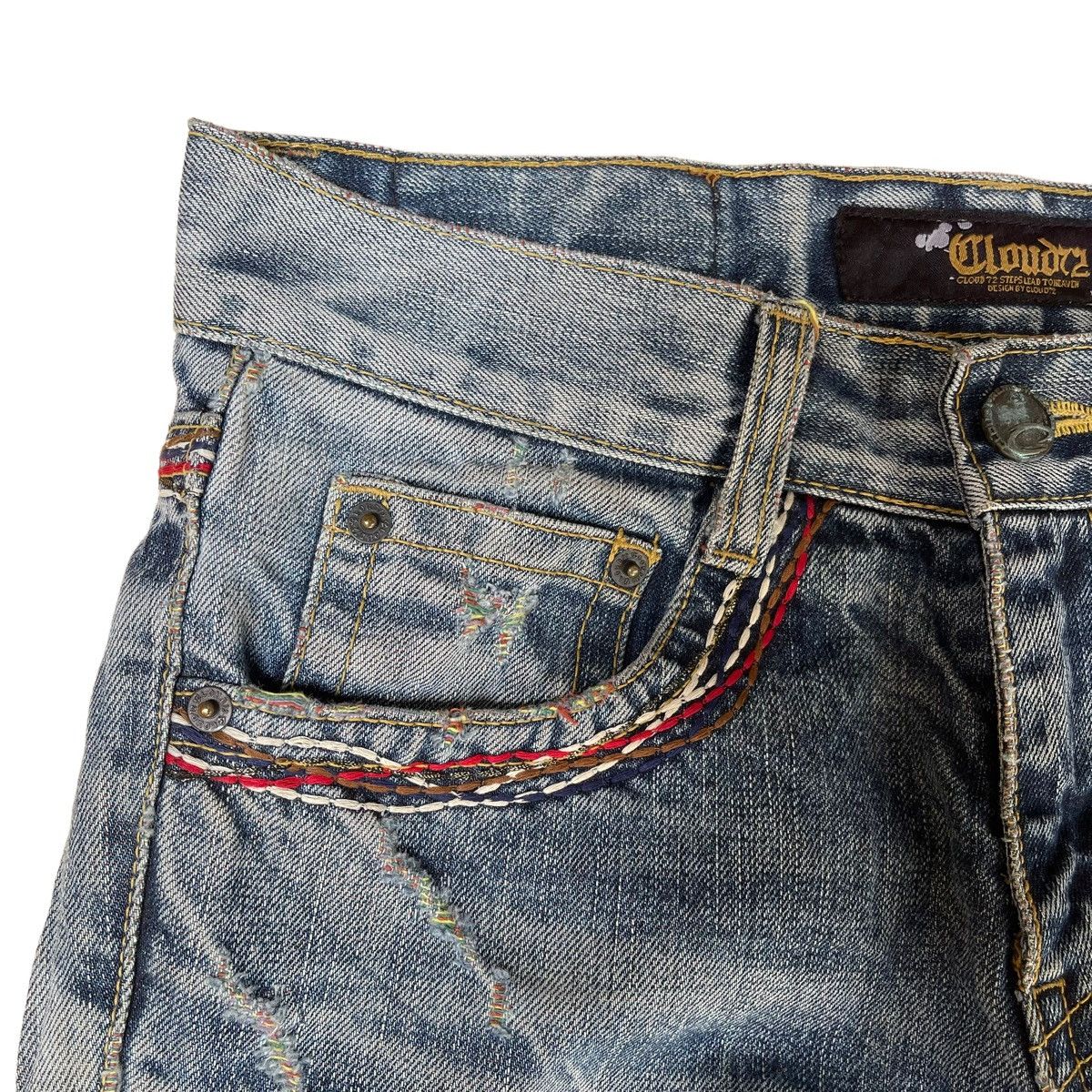 Hysteric Glamour × Japanese Brand ✅BINDING NOW✅ Japanese Cloud72 Skull Jeans Disteressed Rare Size US 30 / EU 46 - 6 Thumbnail