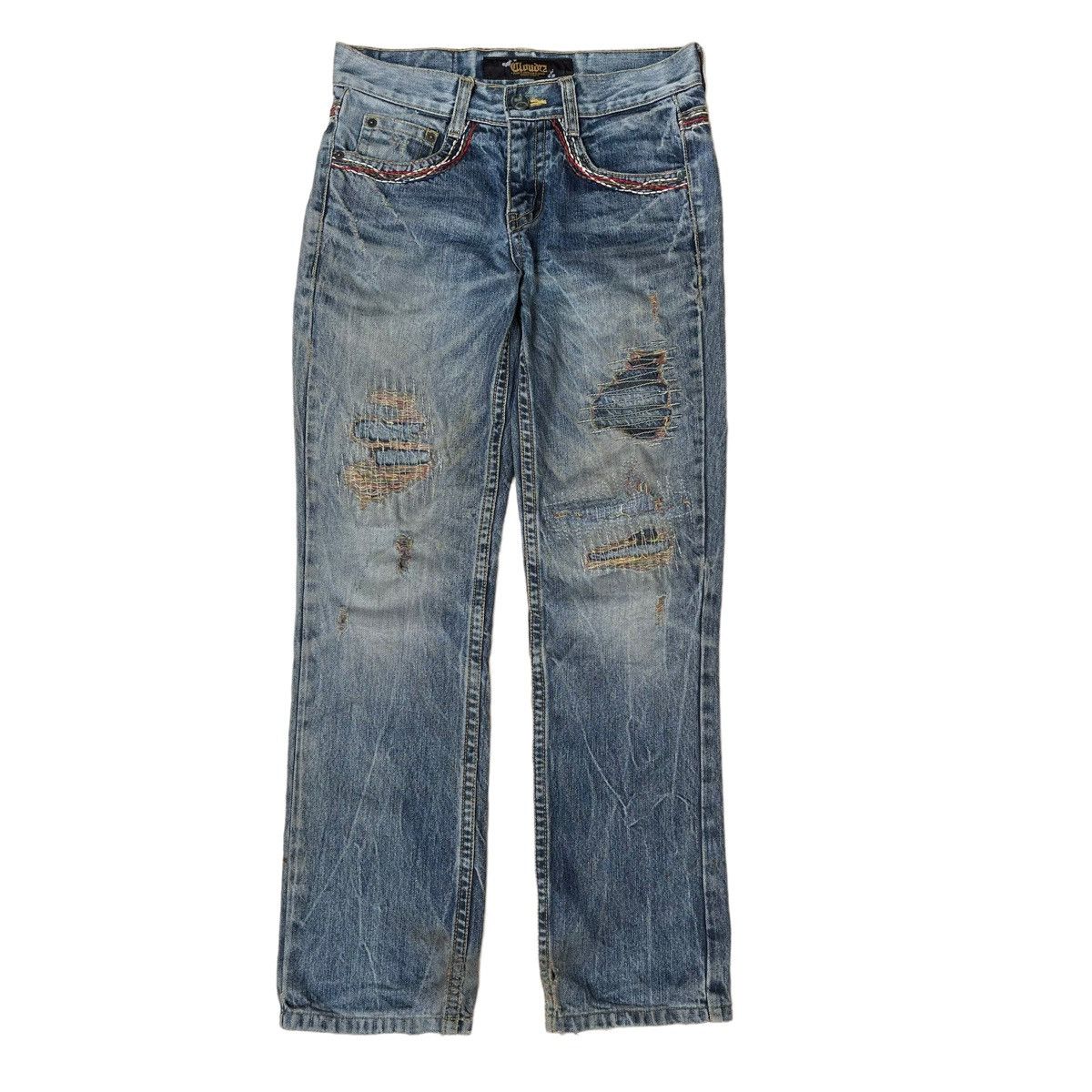 Hysteric Glamour × Japanese Brand ✅BINDING NOW✅ Japanese Cloud72 Skull Jeans Disteressed Rare Size US 30 / EU 46 - 2 Thumbnail