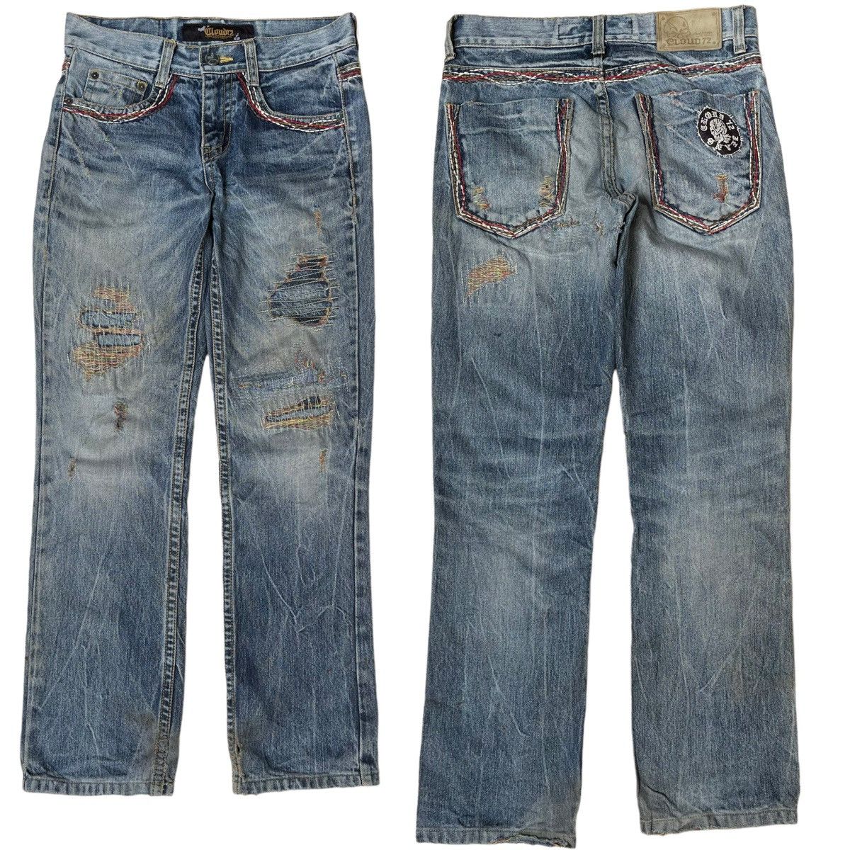✅BINDING NOW✅ Japanese Cloud72 Skull Jeans Disteressed Rare