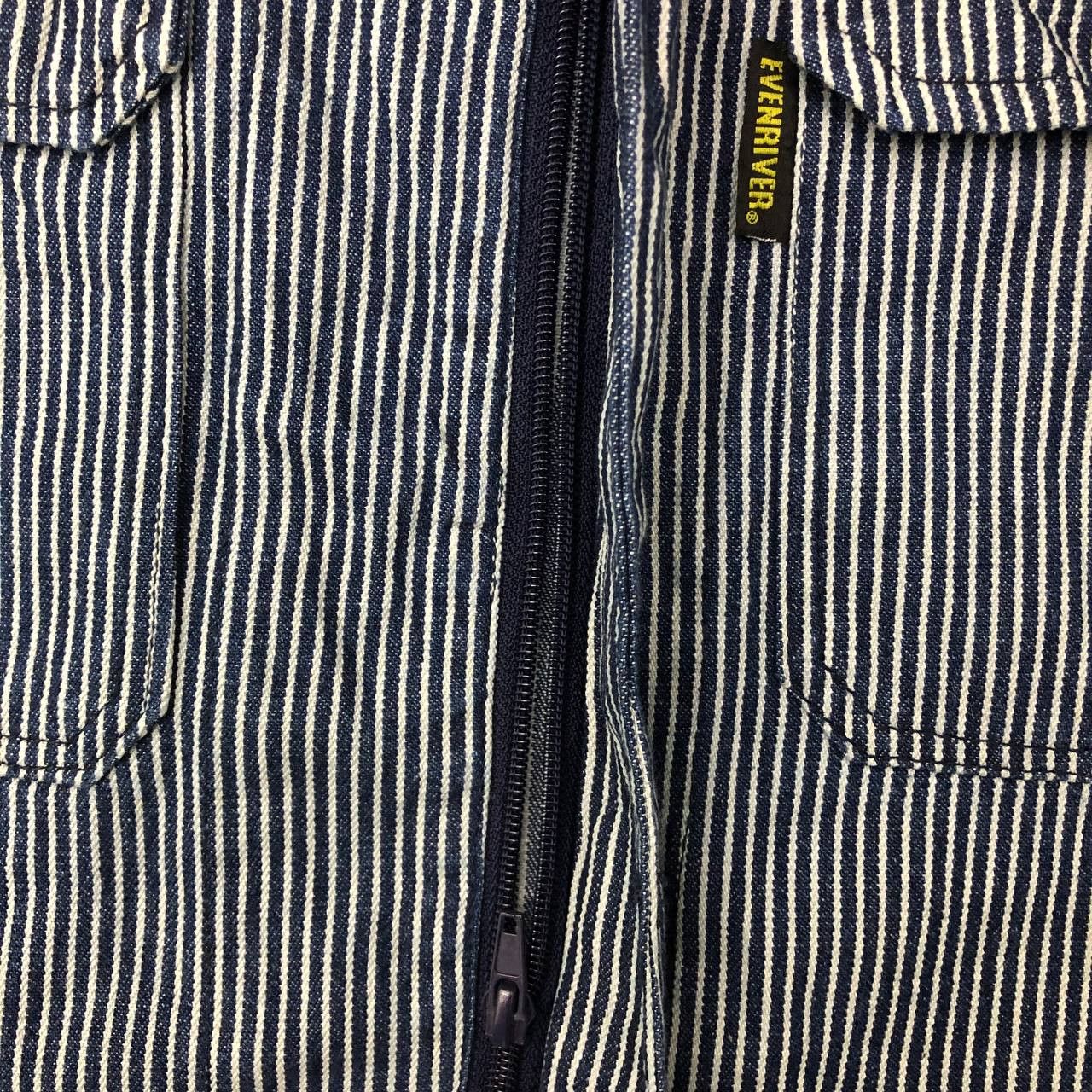 Japanese Brand P691 EVENRIVER HICKORY STRIPED CARPENTER COVERALLS Size US L / EU 52-54 / 3 - 8 Thumbnail