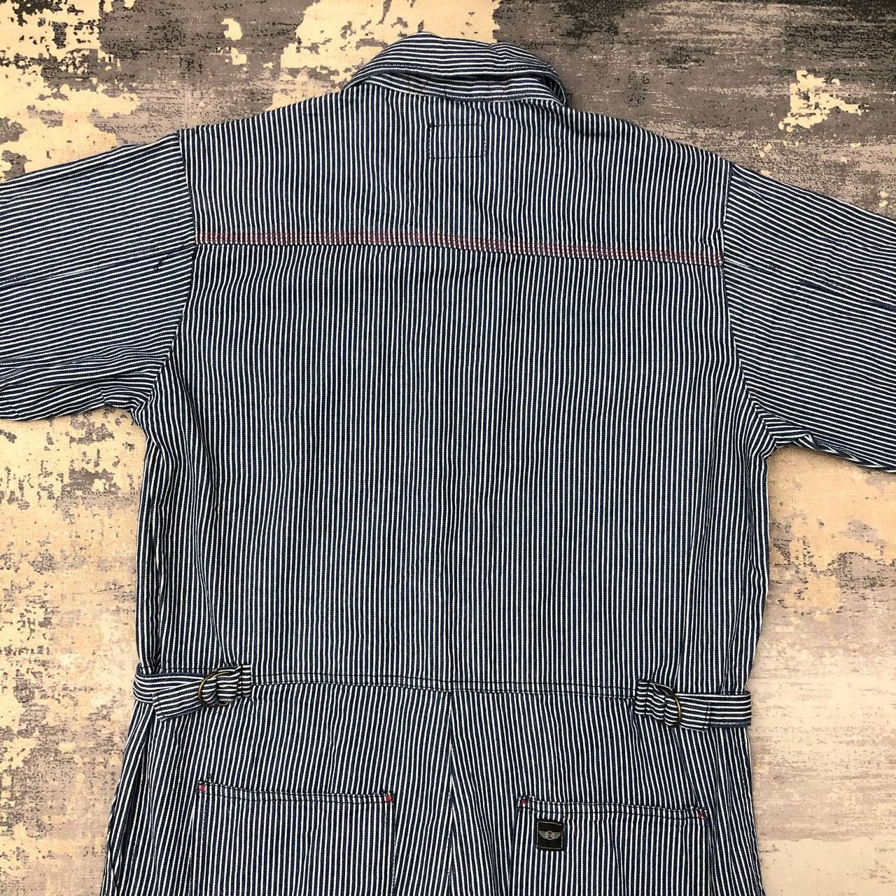 Japanese Brand P691 EVENRIVER HICKORY STRIPED CARPENTER COVERALLS Size US L / EU 52-54 / 3 - 6 Thumbnail