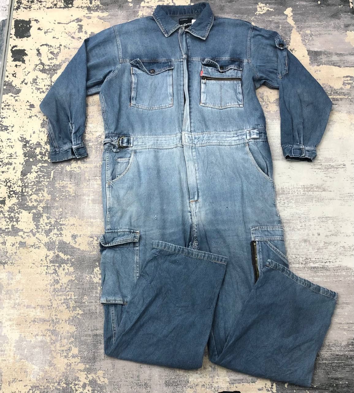 Japanese Brand × Toyo Enterprises P680 JATEX WORK TOYO DISTRESSED CARGO DENIM COVERALLS Size US XL / EU 56 / 4 - 1 Thumbnail