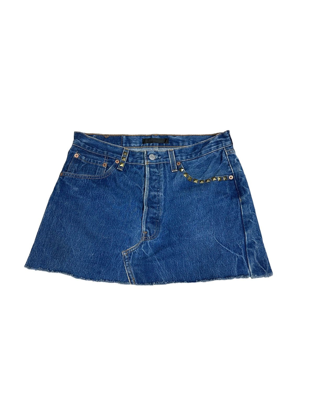 image of Vintage Levis Punk Denim Skirt in Blue, Women's (Size 32)