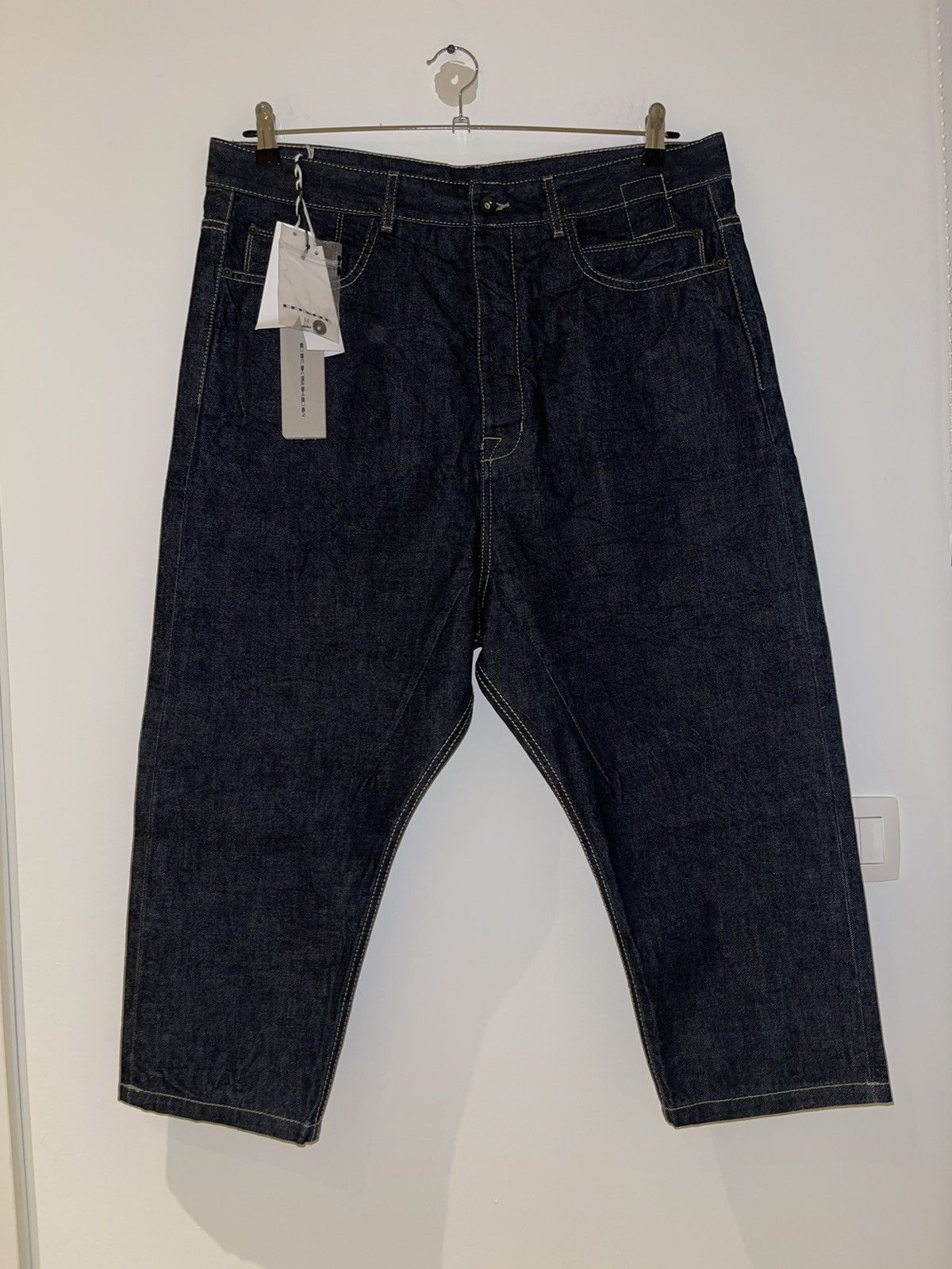 image of Rick Owens x Rick Owens Drkshdw Astaire Cropped Cut Unwashed Indigo in Blue, Men's (Size 36)