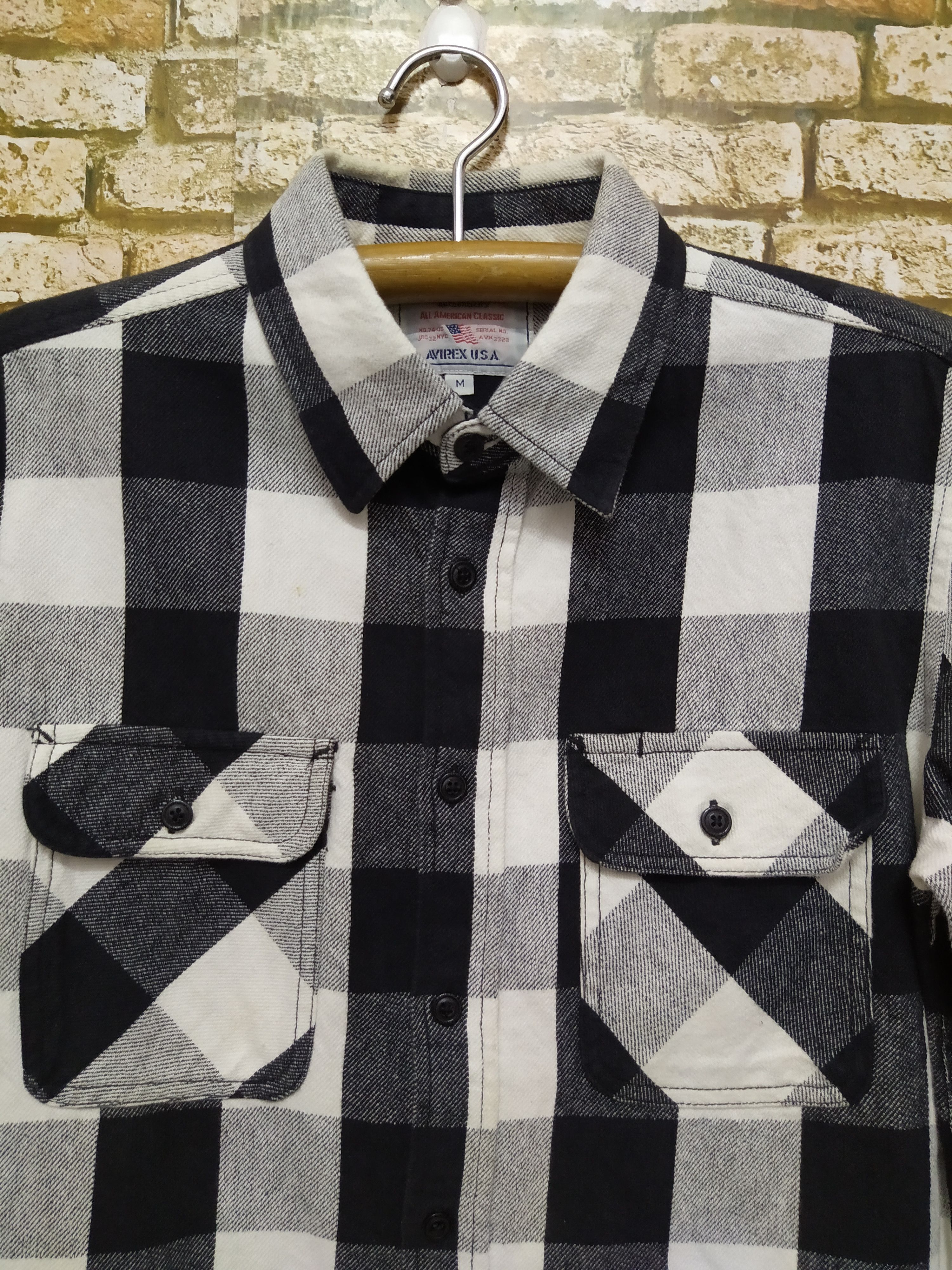 Avirex AVIREX FLANNEL CHECKERS BLACK WHITE TARTAN (B449) Size US M / EU 48-50 / 2 - 2 Thumbnail